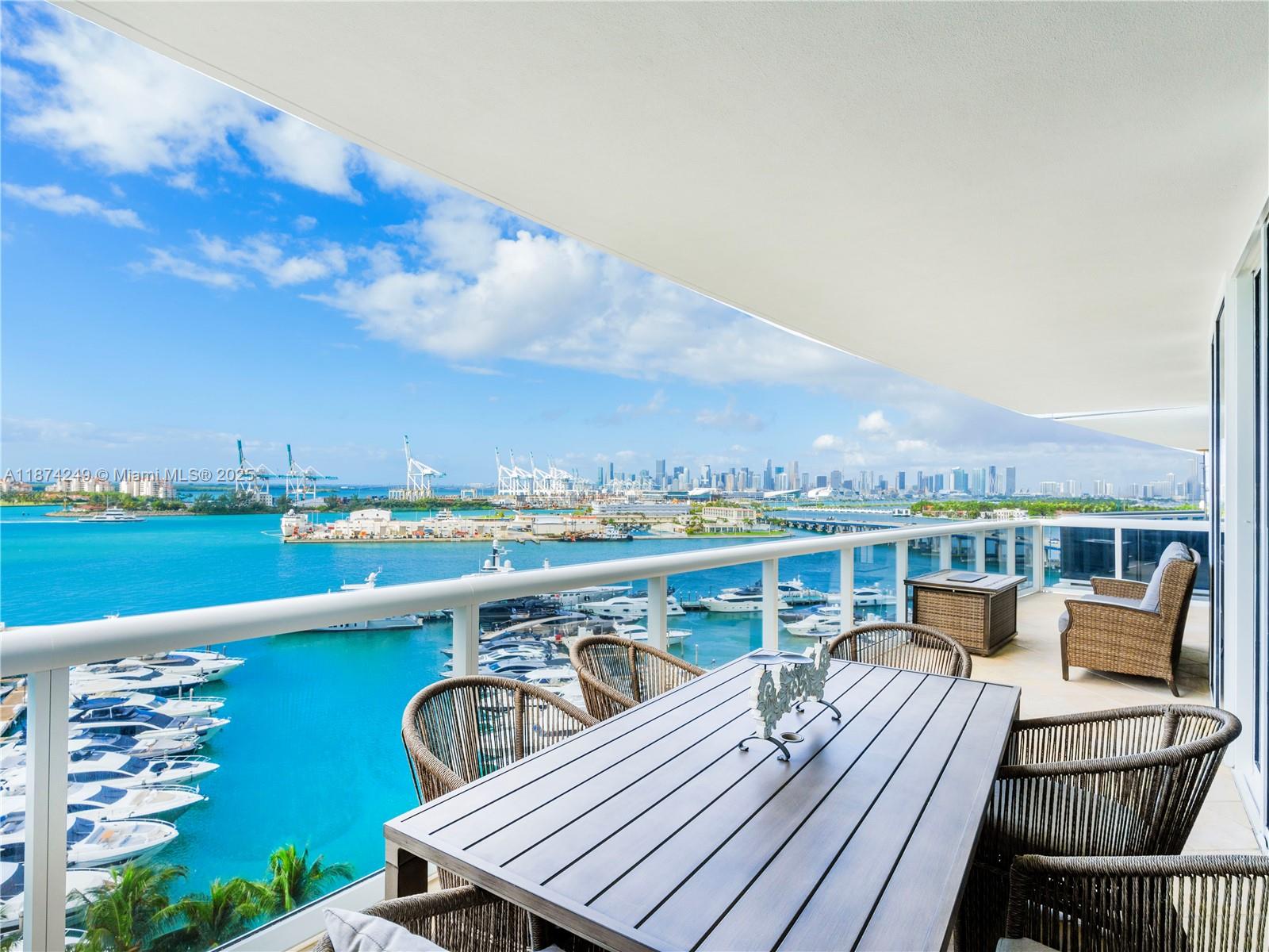 One of the most-desired, direct bay-front apartments at the Murano Grande in South Beach. This 2 bed/2.5 bath floorplan is the perfect apartment for someone looking for DIRECT water views in South of 5th. With water views from every room, a new open kitchen with Subzero and Miele appliances, new floors and new bathroms. The expansive 336 sqft (31.2 m?) terrace offers significant additional living space and stunning views of the Miami Beach Marina, Fisher Island, Downtown Miami and Biscayne Bay. Murano Grande provides state of the art amenities which include an onsite restaurant, tennis court, an extensive gym and world class pool with towel service.