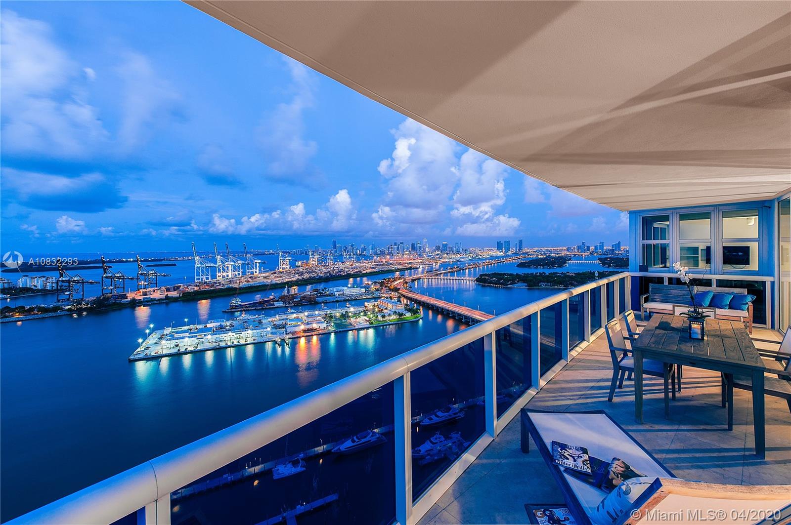 The lower penthouse offers stunning views off the Miami Downtown skyline on one side and views off Miami Beach on the other. Larger balcony's with ample space for entertaining. The apartment is beautifully finished, gut renovated with stunning upgraded bathrooms and kitchen. Murano Grande is in the Sofi (South of Fifth) district. Full service condominium with on site restaurant on the pool deck, tennis court, spa and large gym sitting on the Miami beach Marina. Walk to the beach along the marina boardwalk. A true walk-able lifestyle, in the best neighborhood in Miami Beach.