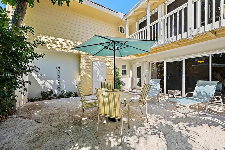 Available OFF SEASON ONLY. This timeless Key West styled and furnished Townhome is a spacious unit with 3 bedrooms, 2.5 bathrooms and private outdoor patio area. The first level provides an open concept design with tile flooring throughout. The south facing interior sliding glass doors open directly to the private courtyard, giving you extended living space. The kitchen has wood cabinetry, granite countertops, stainless appliances and a breakfast bar. The open floor plan is perfect for casual dining and entertaining. Upstairs are 2 guest bedrooms that share a full bath. The large master suite has a walk-in closet and a lovely master bath with a step-in shower and duel sinks. The community has a direct and private pathway to the beach. No pets.