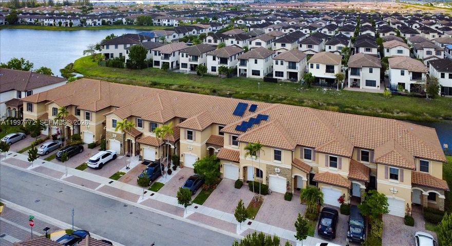 Waterfront and one of the largest floor plans in Bonterra, 3 full bath home with 1-car garage totaling 1962 sq. ft under air. Builder provided option of 4 bedrooms by enclosing family room downstairs; hence the full bathroom with shower on the first floor. The master bedroom features 2 walk-in closets, dual-sink bath, and enclosed toilet. Brand new stainless kitchen appliances with built in air fryer and brand new batteries for the inverter system. Home also has 8 solar panels that could help reduce electrical bill. 24x48 porcelain tiles on first floor and all bathrooms with luxury vinyl planks in all bedrooms. Come and experience resort-style amenities with comfort and security.