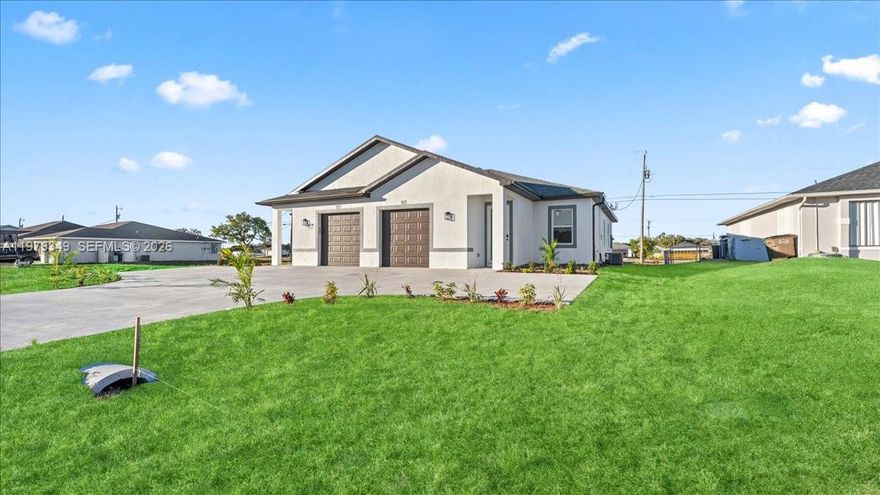 Brand-new construction duplex in Cape Coral. Each unit features 3 bedrooms and 2 bathrooms, with modern finishes, open-concept living areas, and separate utilities for added convenience. The property is vacant and move-in ready, making it perfect for immediate occupancy or rental income. Excellent investment opportunity with strong rental potential and no HOA. Ideal for investors or owner-occupants looking to live in one unit and rent the other.