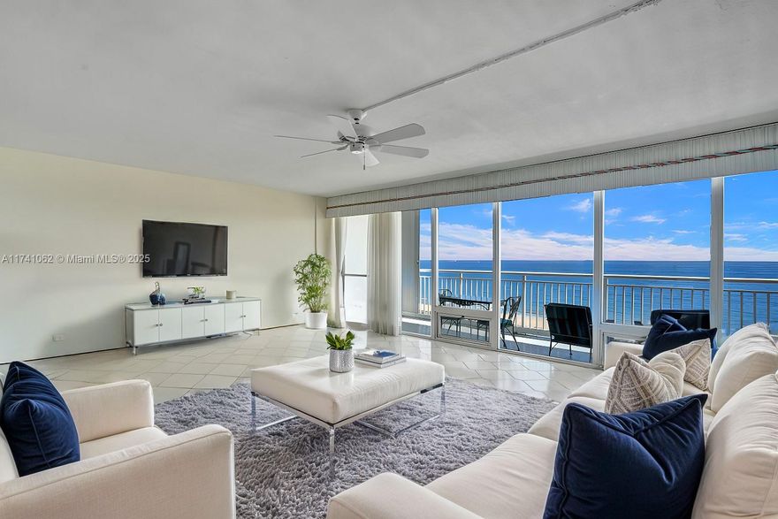 REDUCED & Priced to Sell!  50-year Milestone assessments have been Paid! Stunning direct oceanfront 2-bed, 2.5-bath condo offers the oceanfront luxury lifestyle directly on your private beach! Enjoy unobstructed oceanfront views on your 38-foot expansive covered balcony! Floor to ceiling windows offer panoramic ocean views from your living, dining & bedroom. Two extra large primary suites with large closets and ensuite bathrooms. Rare flow-through unit provides East (oceanfront/sunrise) & West (Intracoastal/sunset) views. 5-Star luxury amenities include fitness center w/ sauna, billiard room, library, community room w/ kitchen, heated oceanfront pool, 24 hr security w/ doorman. Secured underground  parking space & semi-private elevator. Located between LBTS & Pompano pier.