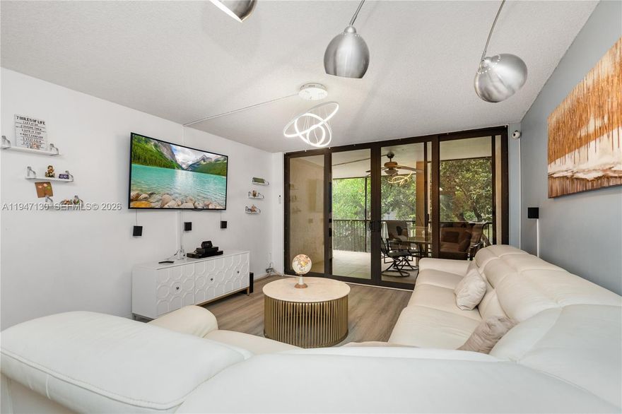 Welcome to this beautiful 2-bedroom, 2.5-bath condo featuring a versatile office space that can be expanded to suit your needs. Centrally located for ultimate convenience, this unit offers a spacious primary bedroom with two large closets and a recently remodeled en-suite bathroom. The secondary bedroom includes a refreshed bathroom, and the kitchen has been tastefully updated. Enjoy added peace of mind with hurricane-impact sliding doors , a water treatment system and gated community with 24/7 guarded security. Ideally located near the airport, shopping centers, and parks. The community offers resort-style amenities including a gym, sauna, steam room, large swimming pool, library, billiard room, ping-pong room , BBQ area , Xfinity Cable and internet. A must-see property with endless potential.