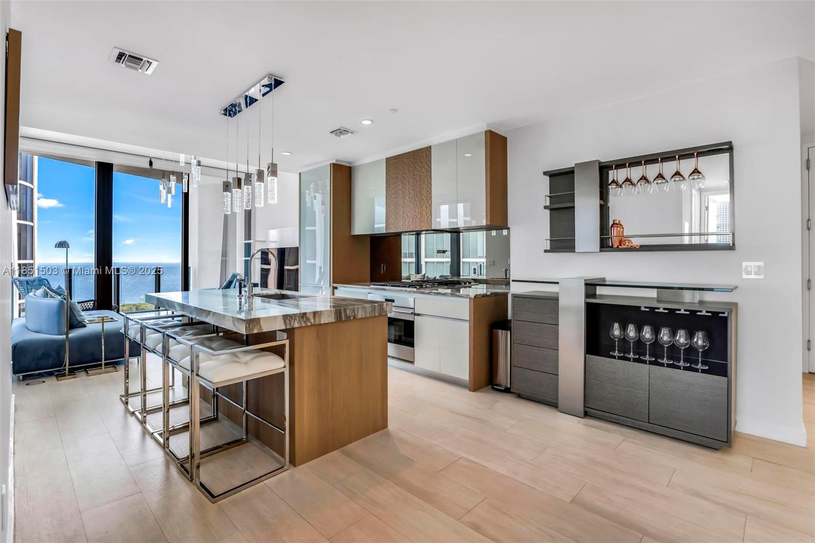 Rarely available Lower Penthouse corner unit at Park Grove with two water-facing Balconies offering Bay and Ocean views, plus views to Brickell and South Beach. The William Sofield designed Chef's Kitchen features Wolfe & Sub-Zero appliances, a Gas Range, Marble Countertops, and an Island. Enjoy an abundance of natural light from the floor-to-ceiling windows throughout this N.E. facing, corner unit. Amenities include a private Rooftop Pool with Jacuzzi and lower-level observation deck, Fitness Center, Spa, Movie Theater, on-site Restaurant with in-room dining service, Resort-Style Rooftop with multiple pools, cabanas, Jacuzzi, Grilling area and 5 acres of tastefully inspired grounds by Enzo Enea.