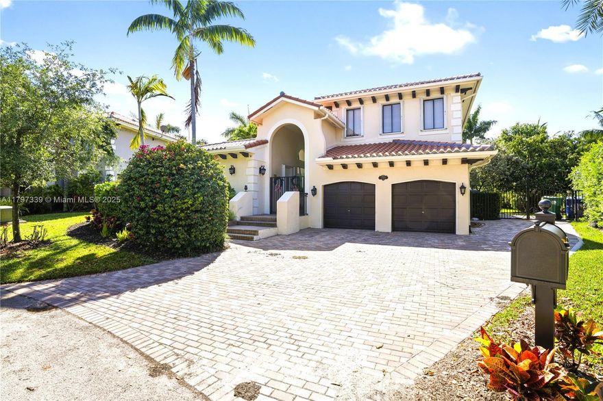 Stunning modern home featuring 5 spacious bedrooms, 5.5 bathrooms, and 4,514 sqft on an overside lot of  11,800 sqft. Private with no neighbors on the backside and plenty of pool space. A new ROOF and ample driveway area are some of the many features that make this house unique and valuable. Natural light throughout, spacious living areas. Inmense Primary bedroom with two walk-in closets, ample master bath with his and his sink, bathtub, and walk-in shower. Hoa fee includes Internet service, alarm, cable, front landscaping, access to the clubhouse with GYM, heated pool, tennis and basketball courts, kids' playground, sauna & steam room, 24/7 security patrol in the gated community, Cutler Cay.