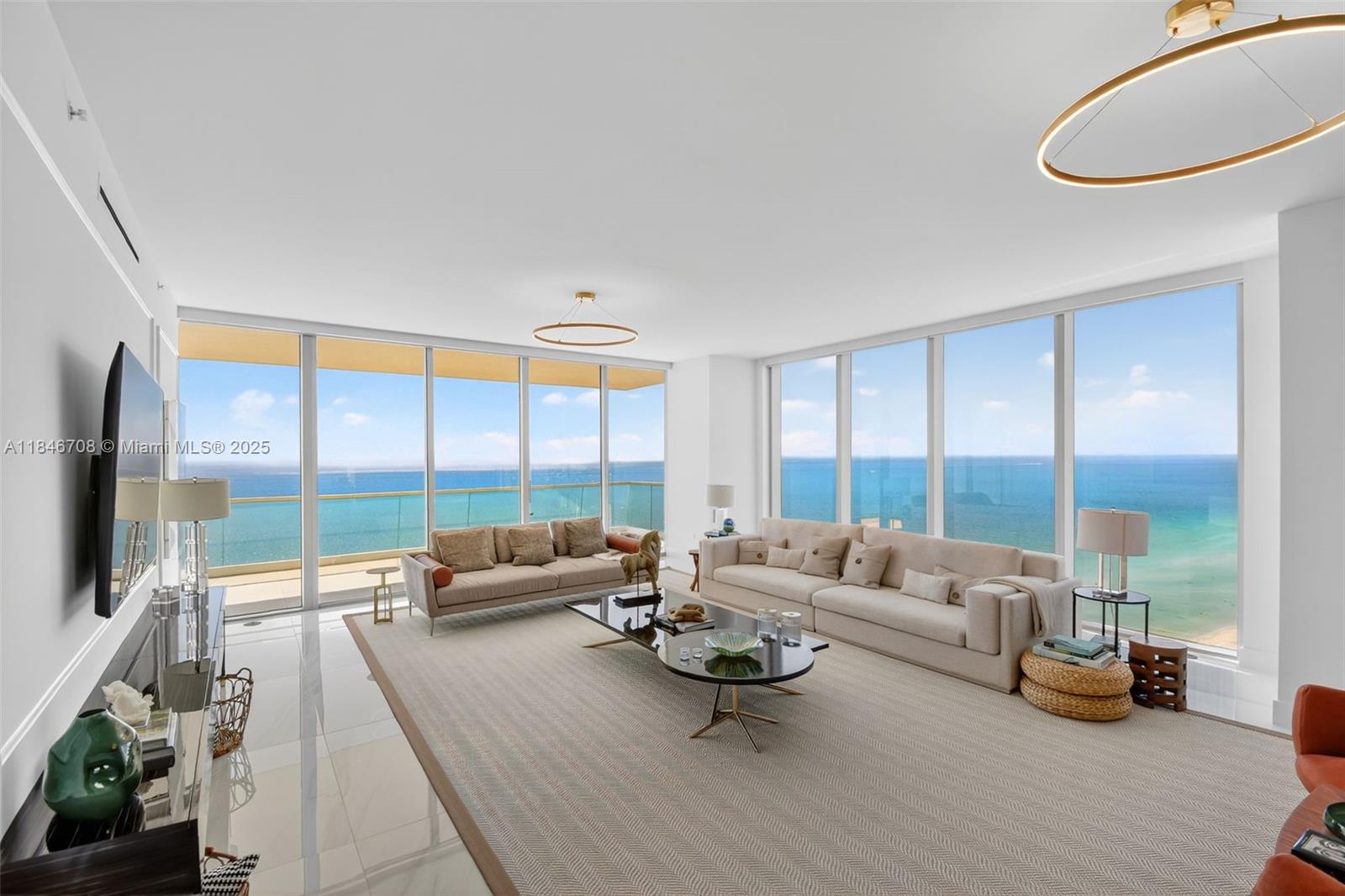 Spectacular fully furnished unit for rent at Turnberry Ocean Club / Sunny Isles Beach / 4 Beds plus den / 5.5 Baths / Ocean front corner unit / 3,252 sq. ft. of living area plus 2 balconies / Direct views of the ocean, intracoastal and the city / Italian Kitchen integrated with the dinning room and living room / Top of the line appliances / Porcelain floors throughout the unit / Summer kitchen on the east balcony / Finished closets / Electronic shades in all windows / 2 parking spaces / Turnberry Ocean Club Residences is a 54-story tower composed of 70,000 sq. ft. of luxury amenities with unrivaled, world-class services including: 3-story (30-32) private signature sky club with pools, private dinning, gym, health & wellness spa, entertainment, and much more!