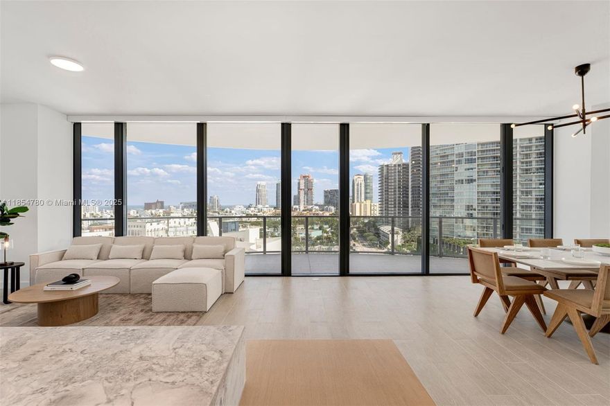 Discover your future home in Miami Beach's Five Park, a premier luxury tower. This beautiful corner floorplan features 3 bedrooms and 3.5 bathrooms, with 10 ft ceilings across 2,178 sq. ft. of interior space. Enjoy a 900+ sq. ft. wraparound terrace with breathtaking views of South of Fifth and the Bay.
The open living area includes a stylish Italian kitchen with quartzite countertops and Gaggenau appliances. Five Park offers unparalleled amenities: a private beach club with house car access, two pools, a gym, spa, an on-site restaurant, and more. Ideally located near Miami's top restaurants, beaches, and parks, this vibrant community.