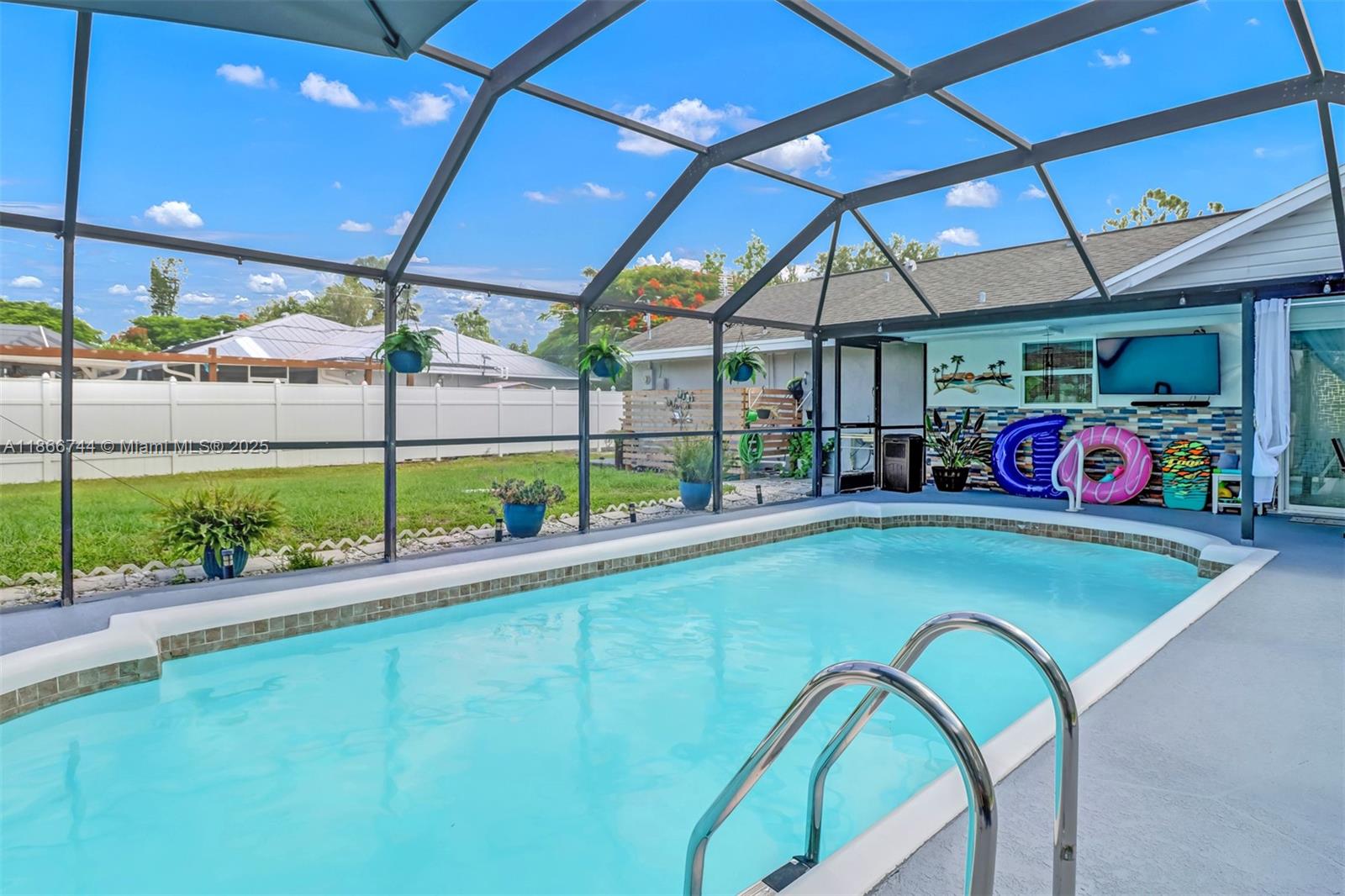 Welcome to this stunning turnkey home featuring a pool perfect for enjoying Florida’s year-round sunshine. The property has a brand-new AC unit, ensuring optimal comfort and energy efficiency. Inside, the kitchen and bathrooms were beautifully remodeled in 2023, showcasing modern finishes, sleek countertops, custom cabinetry, stainless steel appliances, and luxurious fixtures. This home is being sold fully furnished, as shown in the photos, offering a move-in-ready experience with no detail overlooked. Conveniently located near shopping, dining, and entertainment, this property is ideal as a primary residence, vacation retreat, or investment opportunity.