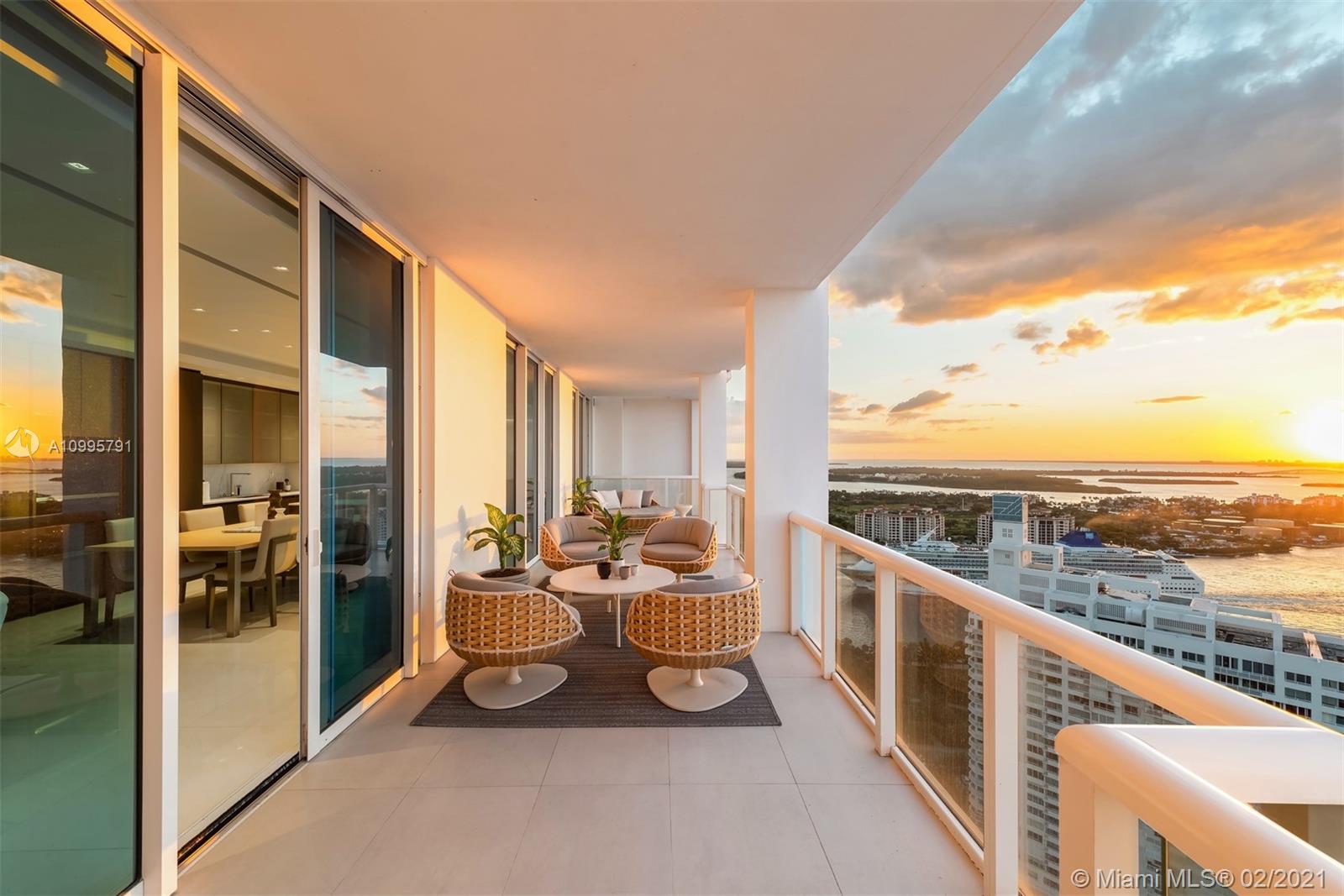 Beautifully renovated & located at the sought after Continuum, this stunning residence spared no expense. Step inside through the private foyer entrance into captivating views of the Atlantic Ocean, Fisher Island and the Downtown Miami Skyline. Where design meets function, elements of the home include, 36x36 Suvo White Marble flooring, Dayoris frameless doors throughout, custom Ornare kitchen & closets, Wolf & Sub Zero appliances & a master suite finished to perfection with a retractable ceiling TV, Porcelain Walls & a 18x24 rain shower head for pure relaxation. Continuum is a resort style residence set on 12 acres & 1,000 linear FT of ocean frontage, beach service, restaurant on site, two lagoon style pools, one lap pool, 3 clay tennis courts, and a 20,000 SF fitness center & spa