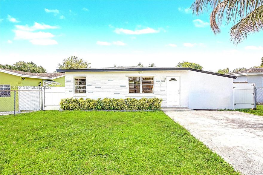 Beautiful, newly renovated single-family home in Melrose Park, featuring 3 bedrooms, 2 bathrooms, and a spacious private backyard—perfect for relaxing and entertaining guests. Move-in ready. Located in a quiet neighborhood with easy access to major highways, shopping centers, restaurants, and entertainment options. Just 20 minutes from Hard Rock Stadium (home to the Miami Dolphins) . Attention Investors: No rental restrictions; ideal for short-term rentals (Airbnb, Vrbo, Booking, etc.). No HOA fees. The lovely Shirley Small Park is just steps away; enjoy this charming green space, perfect for families and outdoor enthusiasts. Don't miss the opportunity to make this house your permanent home.