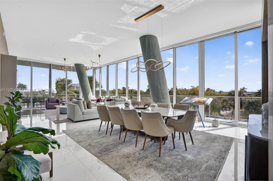 A rare opportunity to experience elevated living in Coconut Grove’s most iconic architectural masterpiece, Grove at Grand Bay. This expansive 5-bedroom, 5.5-bath residence offers approximately 3,950 SF of beautifully designed interior space, highlighted by custom Italian marble flooring and refined finishes throughout. Floor-to-ceiling glass fills the home with natural light, creating a seamless connection between indoor comfort and the lush surroundings of the Grove. The residence features generous living and entertaining areas, designed for both privacy and sophistication. Residents enjoy a full-service lifestyle with concierge, valet, rooftop pool, spa, and state-of-the-art fitness center. Perfectly positioned along South Bayshore Drive, just moments from waterfront parks, marinas, and Coconut Grove’s premier dining and shopping destinations. A truly exceptional home in one of Miami’s most desirable neighborhoods.