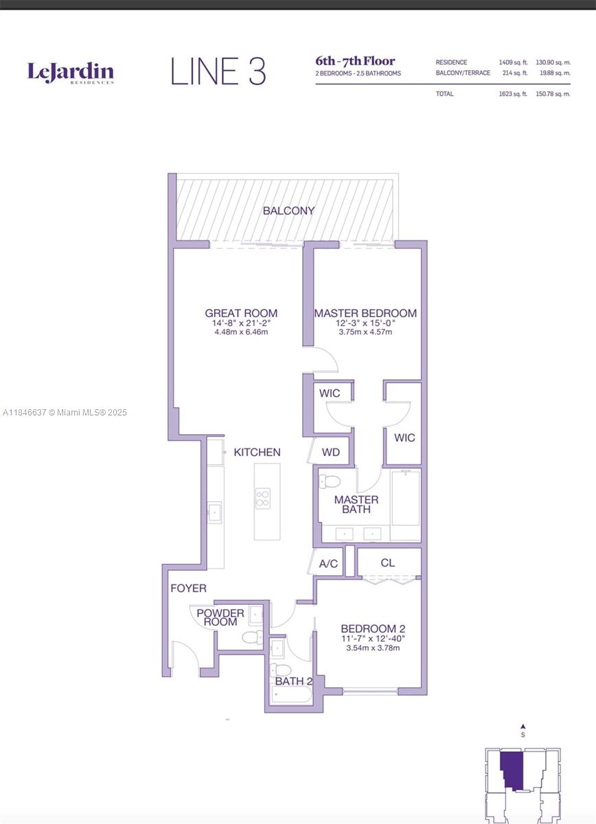 A Penthouse + a Private Rooftop Terrace: LE JARDIN, A collection of just 30 luxury homes in the Exclusive Bay Harbor Islands. This elegant 2-bedroom residence boasts soaring 9’ ceilings, a spacious split floor plan, porcelain floors throughout. The kitchen—featuring Wolf and Sub-Zero appliances, sleek Ital-Kraft cabinetry, quartz countertops. The master suite offers double vanities, a rain shower, and abundant closet space. Step out onto your private balcony to soak in serene city views—Rooftop pool and Jacuzzi with breathtaking views of the islands and Atlantic Ocean, Summer kitchen terrace— A fitness center, sauna, and attended lobby. Located in a walkable, family-friendly neighborhood near top-rated schools, world-class shopping at Bal Harbour, pristine beaches, and award-winning dining