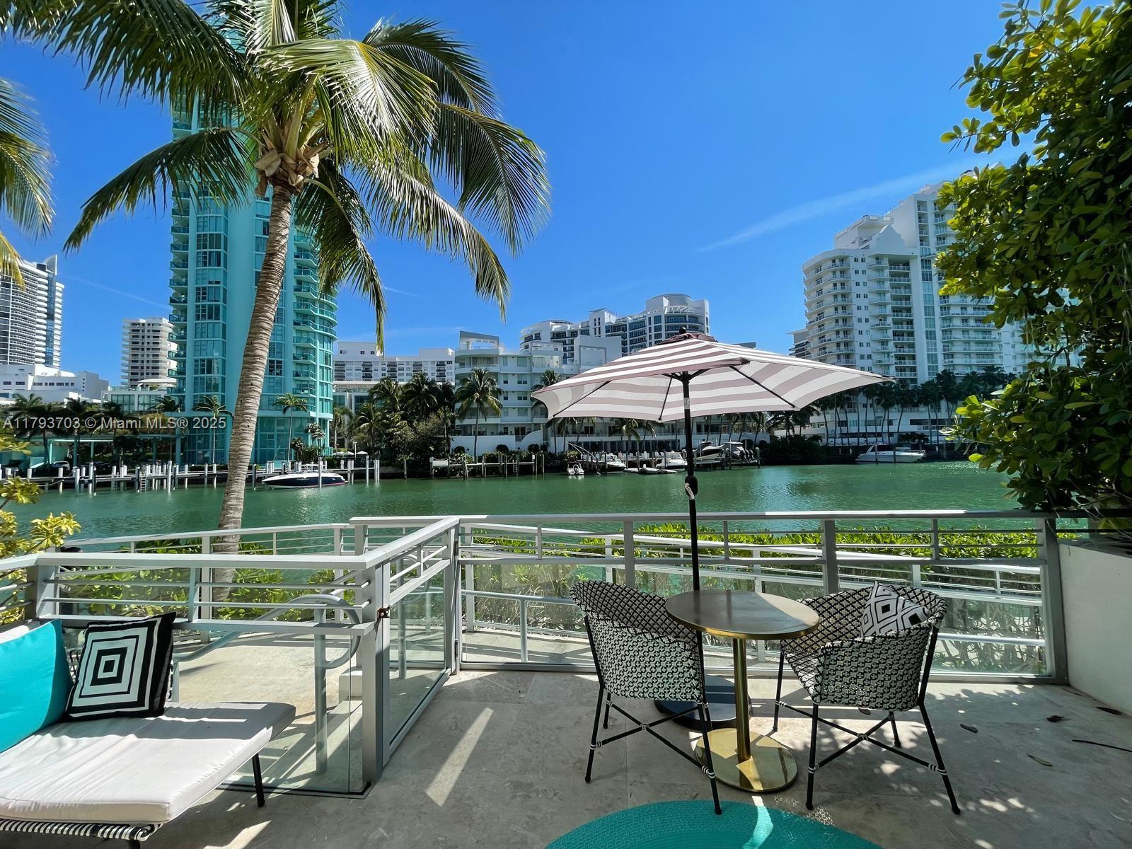 Live the Miami Beach Lifestyle in the private island enclave of Aqua on Allison Island. Nestled between Indian Creek & Pine Tree on the Southern tip of the Island. Unit is located in the Gorlin bldg designed by renowned architect Alex Gorlin. Aqua features 8.5 acres of 24 hr guard gated private grounds w/2 pools, modern gym, spa, valet pkg, bbq areas, gourmet shop on the grounds. This unit is designed like a townhouse w/2 in-suite bedrooms upstairs & living area downstairs on a wide open floor plan. Marble floors and kitchen counters, high-end appliances, modern bathrooms-including the master w/separate tub-shower and 2 sinks. High ceilings, oversized outdoor terrace overlooking the water provide a relaxing ambiance+2 pkg spaces. 1 block from the beach-mins to golfing, shopping and Miami.