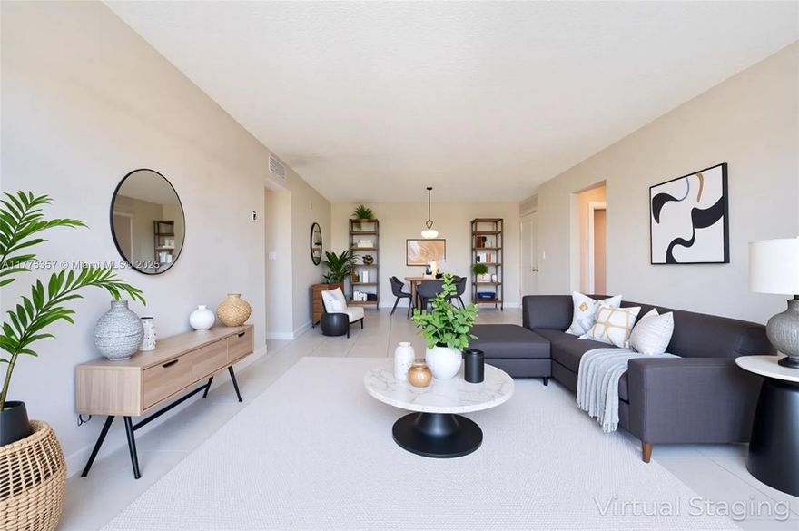 Spacious corner unit featuring walk-in closets in both bedrooms, plus hallway closet for extra storage, neutral tile flooring in social areas, with faux wood laminate flooring in bedrooms. Step into an expansive balcony and enjoy peace of mind with accordion shutters throughout. Just steps to Fontainebleu Blvd area's Walmart, restaurants, LA Fitness and more, with nearby access to SR836, FL Turnpike, and minutes to the airport.