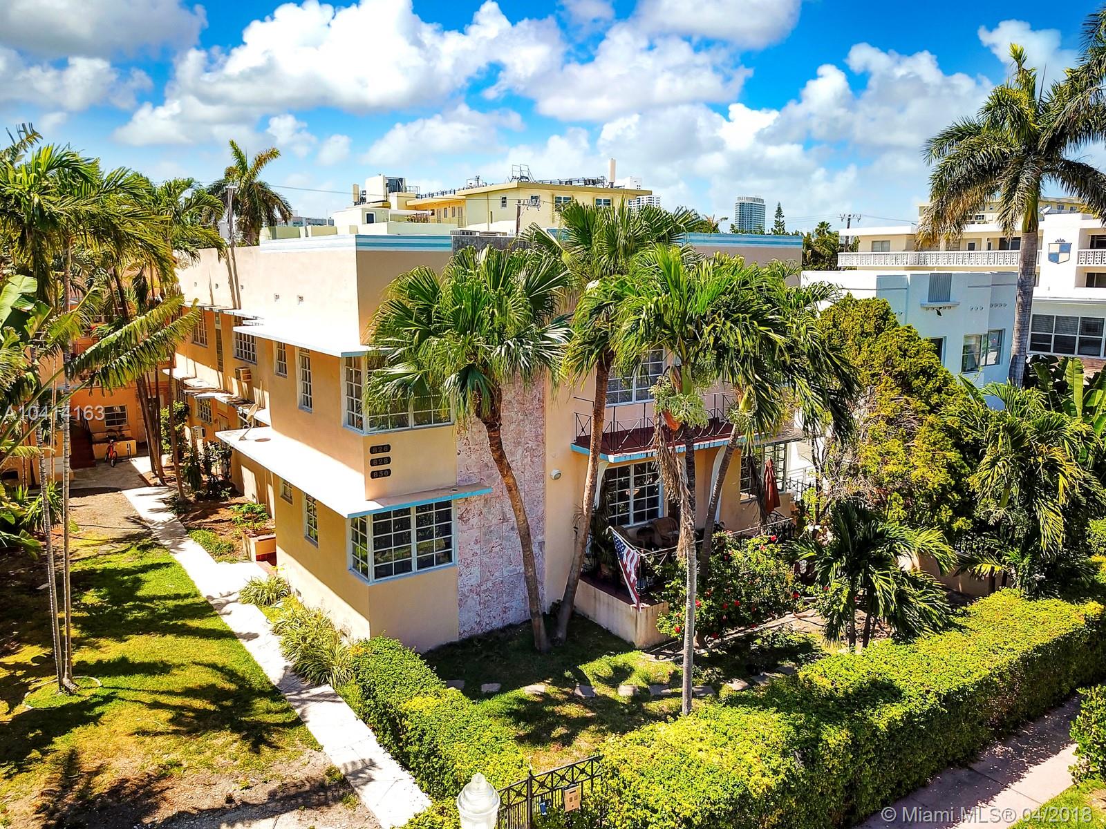 CHARM, LOCATION, CONVENIENCE ! One of the best locations with less than 5 minutes walking distance to the beach and Ocean Drive. Opportunity is knocking to own this FULLY FURNISHED 1 bedroom 1 bath unit. Tranquil area and well maintained property. Updated kitchen with GAS RANGE, wood flooring thru out the unit, master bedroom size is large in dimension, spacious living/dining room combination, WASHER/DRYER IN UNIT, great layout and spacious, Easy to rent, OK to lease 1st year, GREAT INCOME PRODUCING AREA, Pets OK. LOCATION LOCATION LOCATION. 15 minutes walking distance to Lincoln Road Mall. 5 minutes walking distance to Ocean Drive and Beach side. Priced to sell !