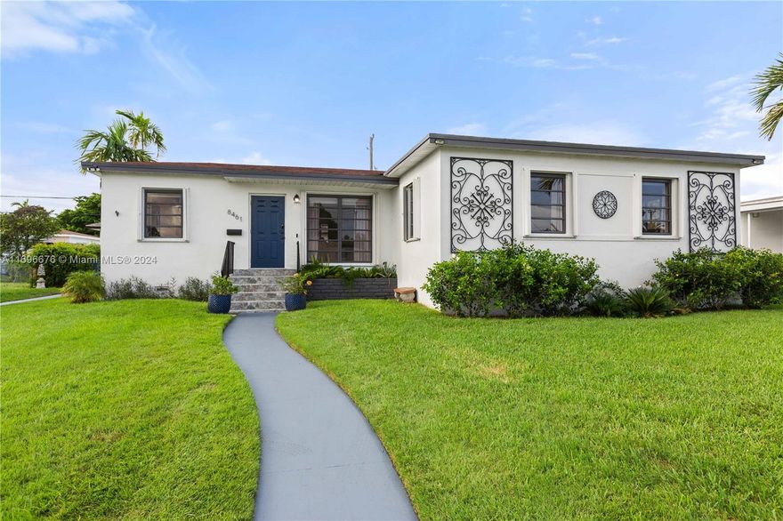 Fabulous fully remodeled 3/2.5 single family home in highly sought after school area. Walking distance from top public & private schools. Open floor plan, solid hardwood floors and ceramic tile. Kitchen features modern custom cabinets, Samsung stainless steel appliances, five burner gas stove, dishwasher & French door refrigerator. Kitchen island seats 5 and provides additional storage to the two built-in pantries. Behind the stylish double barn doors you will find the guest bathroom & laundry with full size washer, dryer and tankless water heater. Spacious fenced-in back yard is great for entertaining & for kids to play. Actual area is 1,417sqft & adjusted area is 1,329 sqft.