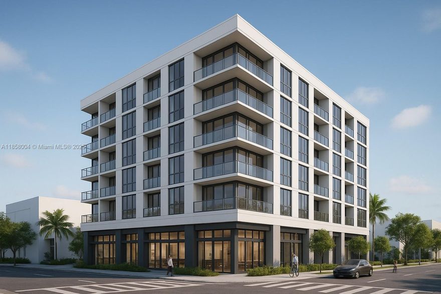 T6-8-O-URBAN CORE ZONE. You can build a mixed use high rise building of 8 floors. First floor for commercial retail or offices. second and third floors for 33 parking spaces. 5 next floors for residences 5 units per floor. Amazing corner lot location to develop get income as you submit permits. Gross income $144,000. 40 year recertification was passed in 2022. Flat roof replaced in 2019. Very low liability insurance $4,000 a year. Building consist of 6 one bedrooms one bathroom of 700 Sf each rented at $2,000.