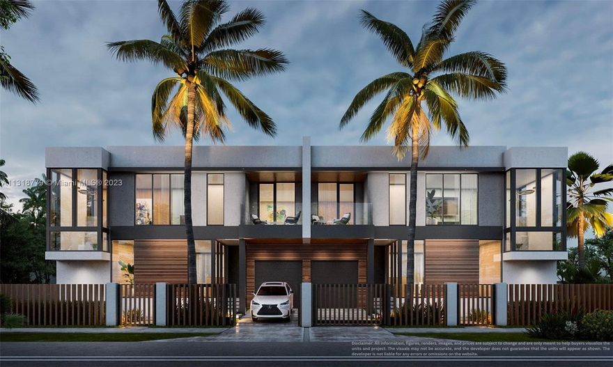 Tropical modern brand new townhome in the heart of Coconut Grove. With its privileged location, you are steps away from all life necessities, with a two-minute drive to US-1 and to all restaurants and shops located at Grand Avenue and CocoWalk. This luxury property has 4 bedrooms and 4 bathrooms, plus an open loft on the second floor which can be used as a private office or family room. Beautiful floor-to-ceiling windows which amplifies the space of all the areas. Kitchen is designed by Italkraft with Sub-Zero and Wolf appliances. All bedrooms have a walk-in closet and floor to ceiling windows. All information, figures, renders, images and prices are subject to change and are only meant to help buyers visualize the unit.The developer is not liable for any errors or omissions on the listing