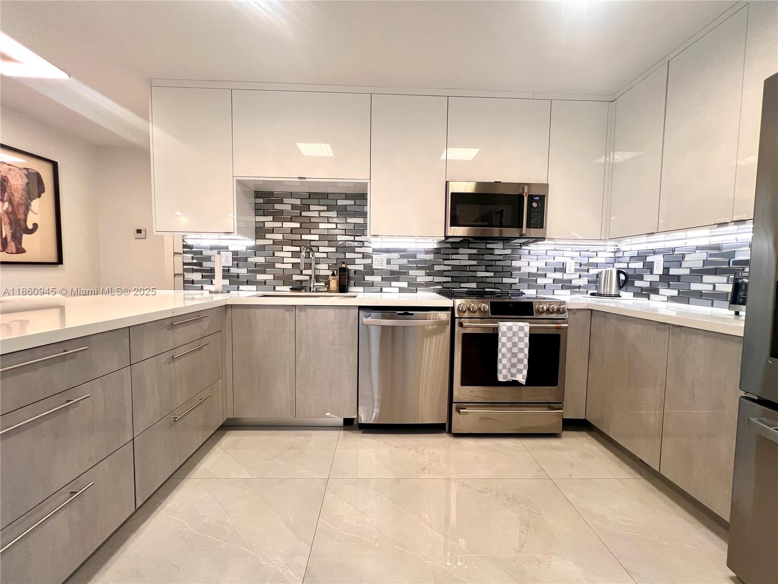 Welcome to the ultimate in Maimi views and location. The view will really blow your mind. You can see the beach, intracoastal, the entire downtown Miami, Bal Harbour, and Surfside. This is a fully furnished and gut renovated, 2 bedroom and 2 bathroom apartment located in the gated community of Arlen House. The owner spared no expense on this unit. Open kitchen with all new appliances, plates, utensils, etc. and wet bar. Italian furniture, electric blackout shades, built out closets, and much much more. The building also has a french restaurant downstairs, as well as tennis courts, gym, and all the amenities you need.