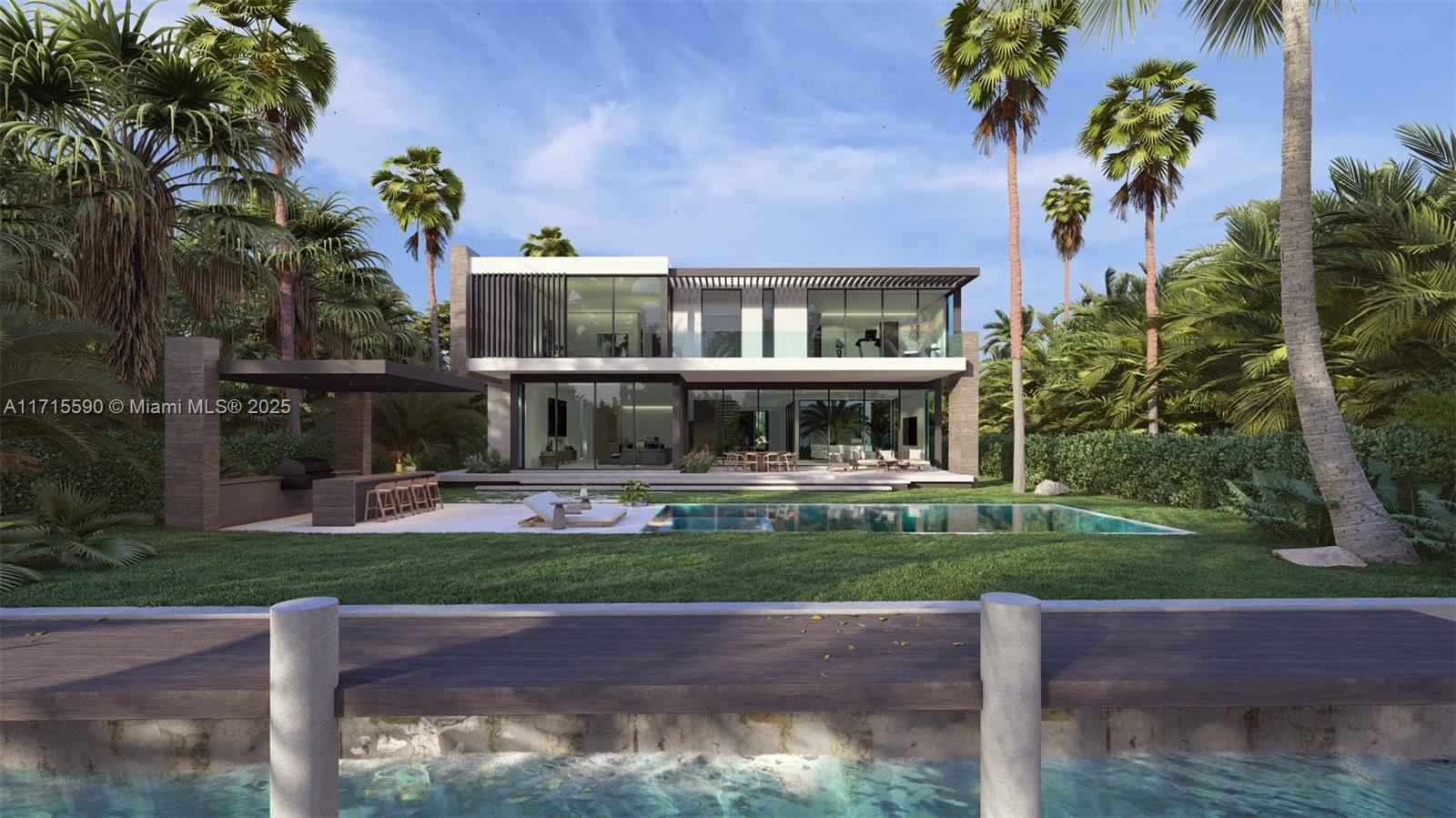 This is a rare opportunity to own a 13,650-square-foot lot with 75 feet of waterfrontage and coveted western exposure. Sold shovel-ready with approved plans by SDH Studio Architecture & Interior Design for a 10,649-square-foot modern masterpiece, this property offers the chance to build a stunning modern home in one of Miami’s most sought-after locations. The approved design takes full advantage of the western exposure, allowing for breathtaking sunset views. It features an open floor plan ideal for entertaining. The property is being sold with a new seawall and a 55-foot dock. The exterior plans include a pool, spa, summer kitchen, and covered lounging and dining areas, ensuring the ultimate waterfront lifestyle.