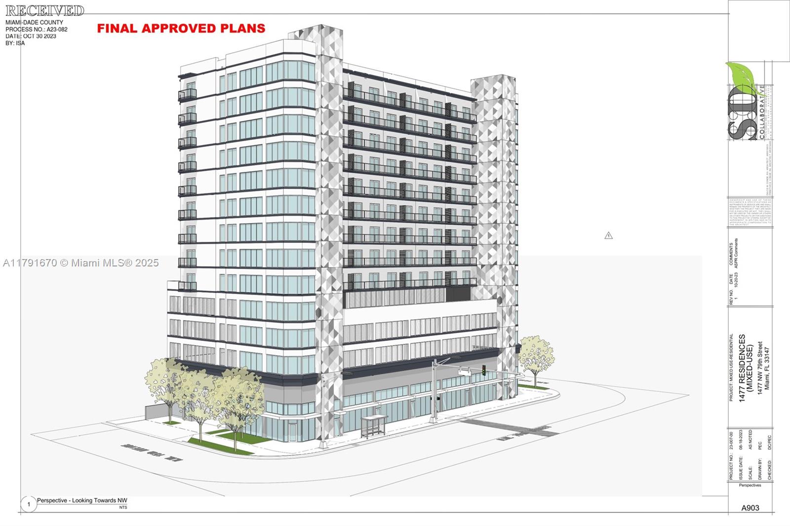 SITE PLAN APPROVED project for 126 units + retail.  Priced to move / partnership dissolution. Seller financing with as little as 25% down and very favorable terms. Can expand the project an additional 6 floors and up to 185 units total by right (or make the build smaller, asking $ works for a smaller project) Nearby developments: Lennar 79th St project, Swerdlow Group mixed-use brightline mega project and HueHub project of over 4,032 units. Benefits of this project include 75% reduction in property taxes in perpetuity, waiver of impact fees and refund in sales tax on materials. Cost savings of $1,713,600 off the construction estimate. New water/sewer infrastructure provided by the county and is being installed along all three sides of the property.  Full construction estimate available.