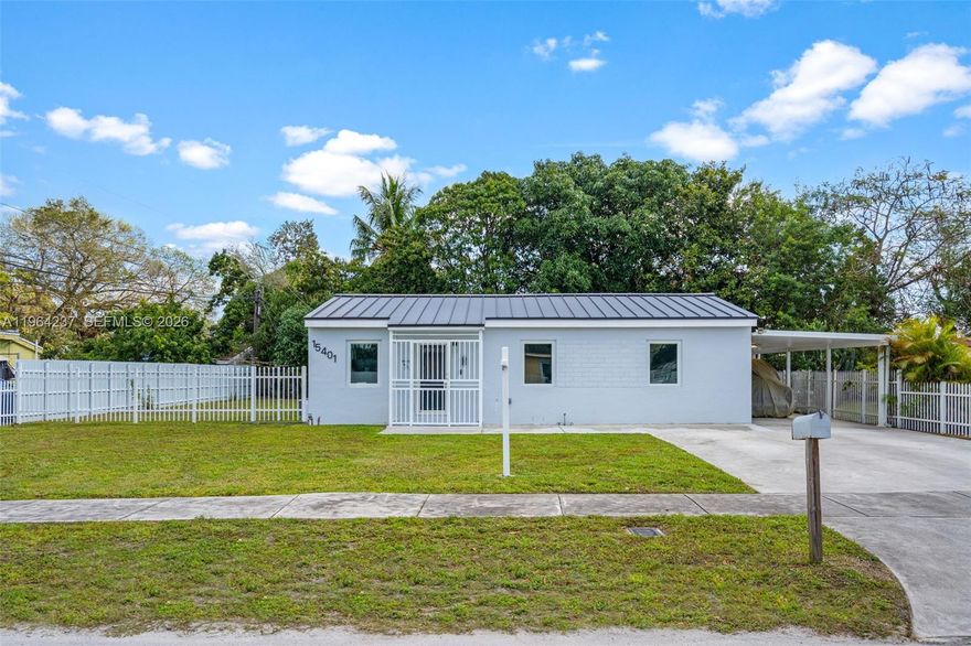 3-bedroom, 1-bathroom home located in the established Guava Grove Estates neighborhood of Miami Gardens. Situated on a spacious 7,750 sq. ft. lot, this property offers ample yard space with room for expansion, outdoor entertaining, or future enhancements. Features include a covered carport, extended driveway for additional parking, and a fully fenced yard for added privacy. A detached storage structure provides additional functionality and convenience. Ideally located near major highways, shopping, schools, and parks. Great opportunity for homeowners or investors alike.