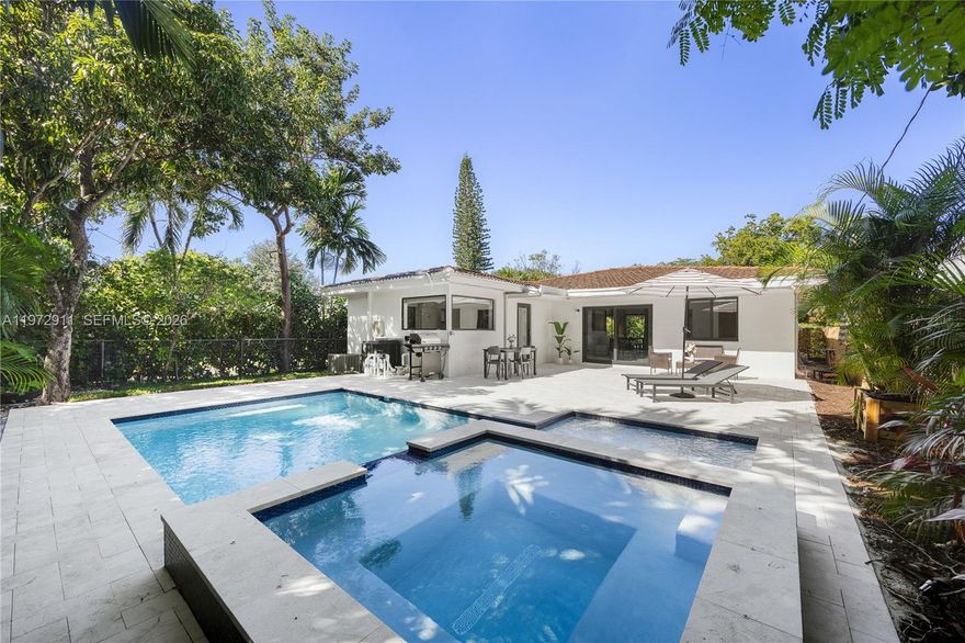 Available furnished or unfurnished, Buko House is a beautifully renovated mid-century home designed for privacy, natural light, and exceptional indoor-outdoor living in Miami’s sought-after Shenandoah neighborhood. The fully fenced property is framed by lush privacy hedges and features a large pool, expansive patio, and dedicated BBQ area, creating the perfect setting for entertaining, relaxing, and enjoying Miami’s year-round lifestyle.

Inside, the home is bright and inviting, with an open kitchen, spacious living areas, and a versatile den that works beautifully as a home office, playroom, or additional lounge. The bedrooms are generously sized, including a walk-in closet, and the home’s thoughtful renovation includes impact windows and doors, custom closet cabinetry, and updated bathrooms that blend charm and functionality.

Set on a quiet, tree-lined street with sidewalks, this residence offers the rare combination of peaceful residential living and close proximity to Brickell, Coral Gables, Coconut Grove, and the beaches. Whether hosting outdoors, enjoying the pool in total privacy, or simply appreciating the home’s captivating mid-century character, this property offers a lifestyle that is both comfortable and distinctive. Additional features include a 1-car garage, 2 driveway spaces, and ample street parking. Available May 1st.