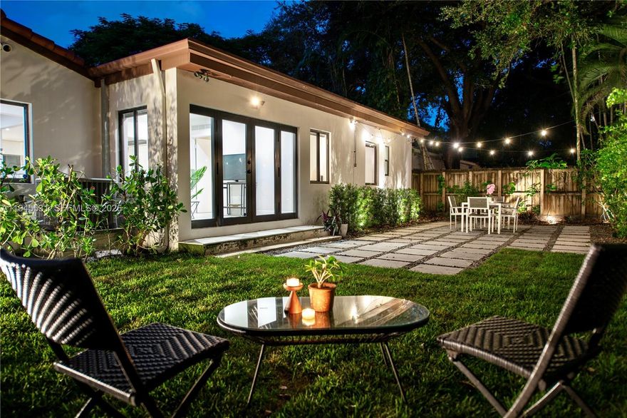 If you’re looking for the best value in El Portal, this MUST SEE home checks all the boxes! Welcome to The Astor. This smartly priced three bedroom-two bathroom designer home lives large and packs a big punch. Enter into the grand open flow plan, with two separate generous living areas, dedicated dining room, and spacious open eat-in kitchen, all opening to rear entertainment patios and expansive lush gardens. Sweet dreams await in the primary ensuite with walk-in closet, tucked away from guest rooms for extra privacy. Great features: re-finished gorgeous hardwood floors; impact windows-doors; newer kitchen; modern baths; updated electrical-plumbing; and newer AC. All in a fantastic non-flood zone location with a one-car garage, abutting El Portal’s renowned Sherwood Forest bird sanctuary.