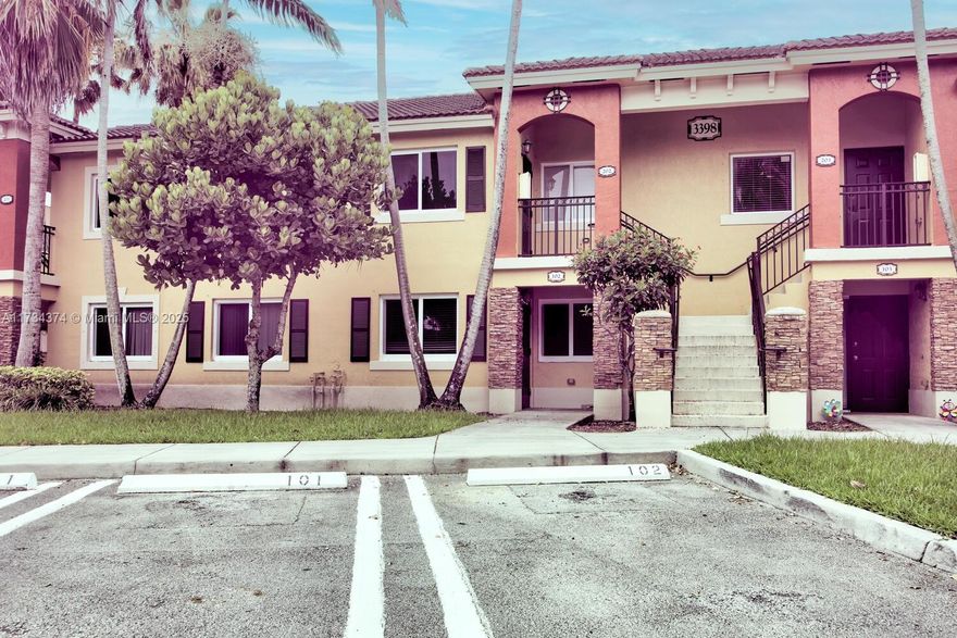 Cute and cozy condo available in Malibu Bay! This first floor unit offers a spacious floor plan, with walk in closets, tile floors and more! Gated community is complete with clubhouse, gym, swimming pool,play area, and more! Conveniently located near the Turnpike, and is close to medical centers, dining, and entertainment. Will not last!