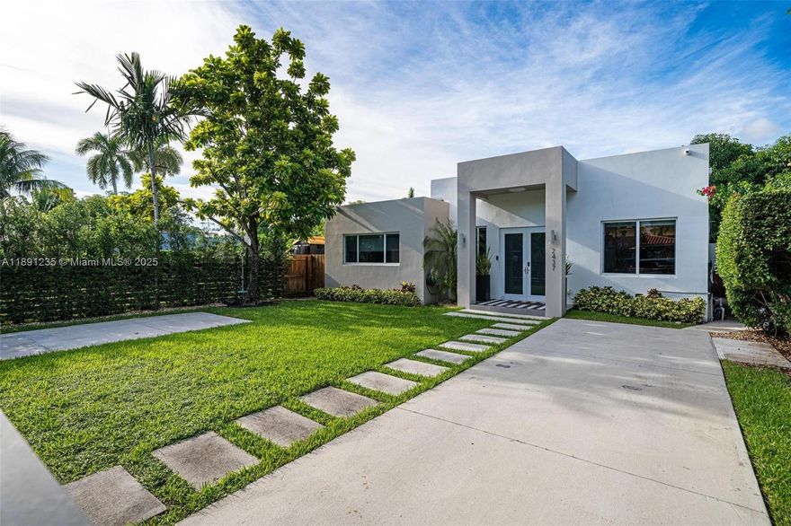 Renovated 5/5 in the desirable Silver Bluff area, perfectly maintained and spotless, 10 min to Miracle Mile,CoconutGrove & mins from Brickell. Bright and spacious living room with hi ceilings and custom built-ins. Multiple French doors provide great natural light and easy access to the outdoor areas.
New Kitchen w/ Bosch appliances and porcelain countertops. Each bedroom has its own private bath+ a maid’s quarters/office & cabana bath. Master opens directly to the heated pool and backyard.
Impact windows&doors, quality finishes throughout. Outdoor pergola and a comfortable backyard with synthetic turf, sprinklers, sec system & electric car charger. Perfect for entertaining and low maint living. Offered furnished or unfurnished. Walk to the Underline for walking, biking, and local events.