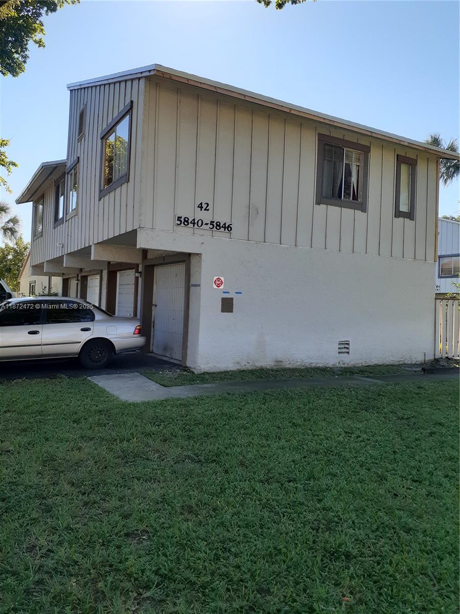 Ideal for investors - 2/1/1 - Unit rented for $1900 till 1/14/2026 with excellent tenant. This is a corner unit with enclosed patio and covered garage. Washer/Dryer in unit. Two bedrooms in second floor plus full bath. Toilet in first floor. The unit is in great condition, well maintained. 40 years certification completed. No special Assessments. Tenant in unit. Send offer subject to property inspection. Showings will be granted to a buyer with an accepted offer and signed contract.