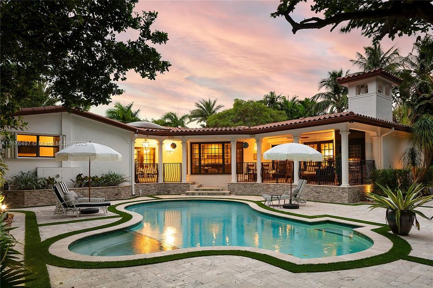 Welcome to your Spanish Colonial dream home in Idlewyld, one of the most prestigious gated communities in East Ft. Lauderdale. This stunningly renovated tri-level, 3-bedroom, 3.5-bath residence set on a walled-in double lot of 15,000 sqft offers an exquisite outdoor oasis with a serene saltwater pool, covered loggia, BBQ area, and lush tropical landscaping for complete privacy. Professionally designed & decorated, it features a living area with fireplace, wine room, and French doors. The family room has high-beamed ceilings & authentic light fixtures, the gourmet kitchen boasts top-tier appliances and a breakfast nook with pool views. Primary suite includes a spa-like bath, sitting area, & private balcony. Wood flooring throughout, generator, EV charger & a remote gate for added security.