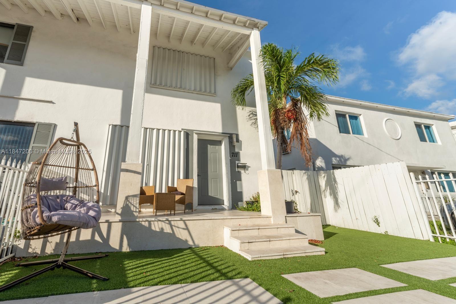 Fully remodeled 2-story home just a 5-minute walk to the beach and minutes from Bal Harbour Shops. Features a bright open layout, large porcelain floors, modern kitchen with quartz countertops and SS appliances, updated bathrooms, guest powder room, and in-unit washer/dryer. Gated front yard with artificial turf and lounge area. Hurricane shutters installed. Excellent location near top-rated schools, parks, cafés, and cultural amenities. Furnished option available. Perfect for end-users or investors!