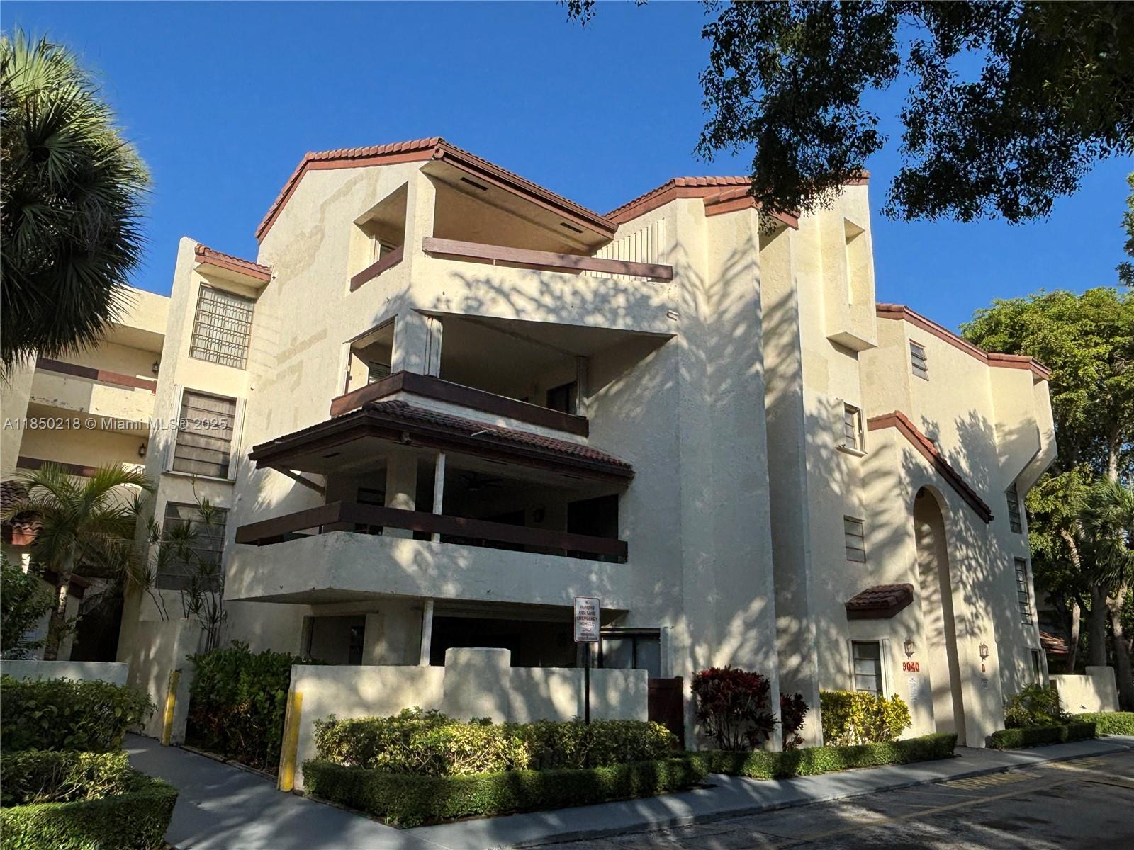 Great opportunity to convert this unit to your liking and keep the value above the purchase price. The situation of the large open balcony brings lots of natural light into the unit's well designed floor plan. Spacious master bedroom and Bathroom. Second bedroom also has great dimensions and connects directly to the second bathroom for convenience and privacy. This unit comes with a separate 40 SQ FT storage room. Easy access to all that West Kendal drive has to offer. Yet secluded from all the traffic. Ample number parking spaces. 40 years recertification has been done for this meticulously and compliant certified building. 2 years left on the special assessment may be covered by sellers.