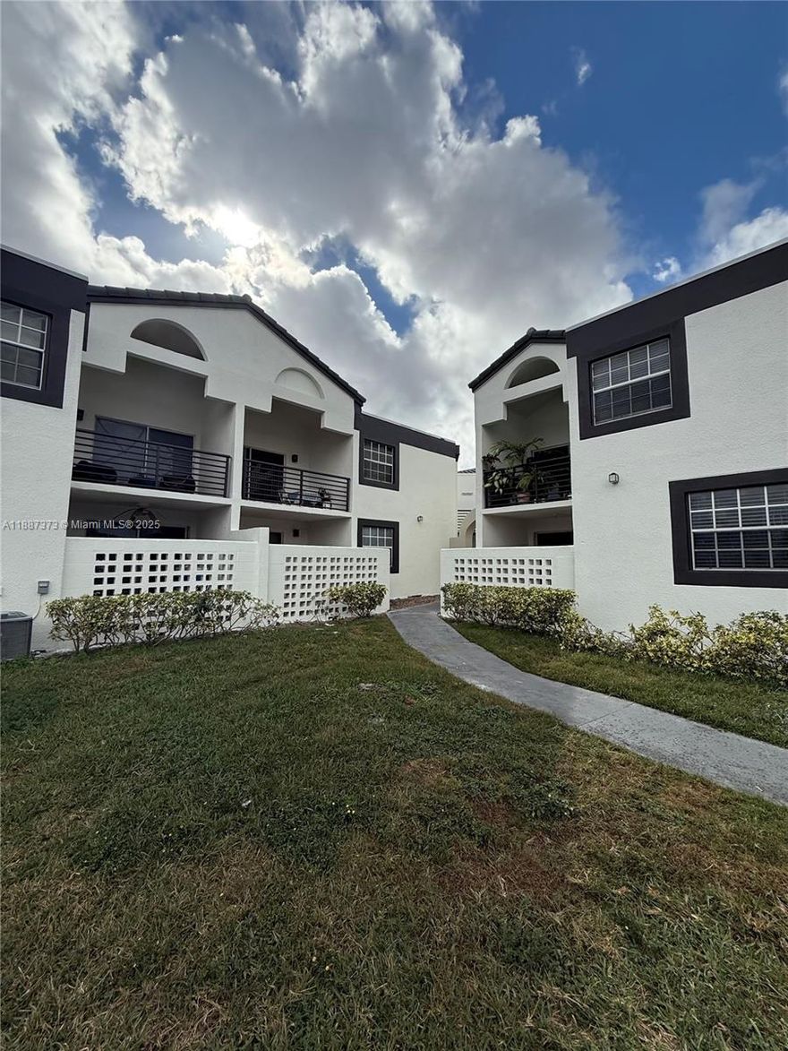 Beautiful and spacious first-floor unit located in the gated community of Soleil. This 2-bedroom, 2-bath unit features a comfortable layout with a private terrace, perfect for relaxing or entertaining. Enjoy the convenience of an in-unit washer and dryer, along with a new stainless steel stove and updated guest bath. The community is currently being refreshed with a new roof in progress and a freshly painted exterior. Located in prime Fontainebleau, close to Dolphin Mall, International Mall, restaurants, the Turnpike, the Palmetto, and more.