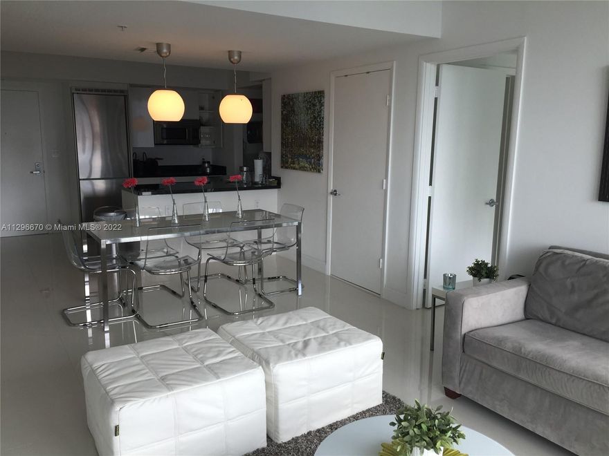 Enjoy amazing views of the Miami River and Downtown Brickell from this beautiful partially furnished 2 bed/2 bath unit at MINT. Flat screen TV, gourmet kitchen, built-in closets, washer and dryer in unit, 1 assigned parking, Brickell restaurants and entertainment, riverfront building with great amenities: pool, gym, spa, fitness center, 
24hrs-security and valet parking.