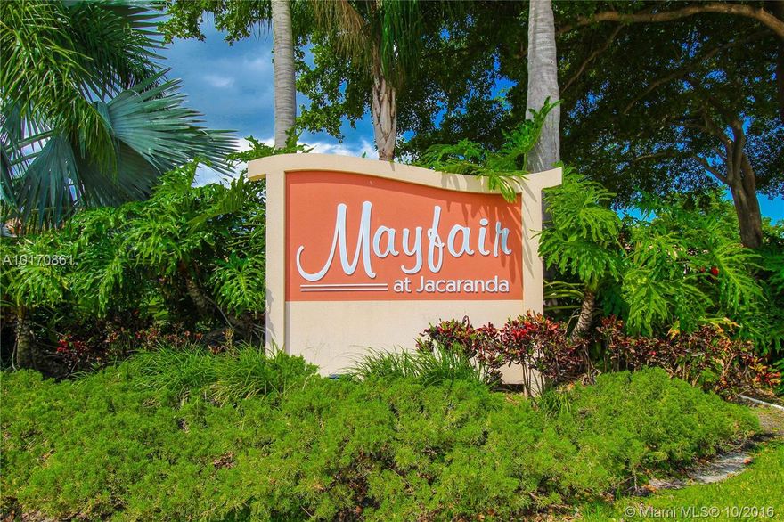 STUNNING 3 Beds, 2 Baths POOL Home in prestigious Mayfair at Jacaranda! Features NEW AC, NEW water heater, NEWER roof, freshly painted interior, Screened in pool, spacious patio... perfect for entertaining. Split bedroom plan. Open Floor Plan, beautiful WOOD floors In living room & Tile In Beds/Bathrooms. Vaulted Ceiling In Living Room & Master Bed, Master Bath Has 2 Vanities w/Separate Tub & Shower, Indoor Utility Room, Working Fireplace, Close to shopping, Sawgrass Mall & Major Highways.