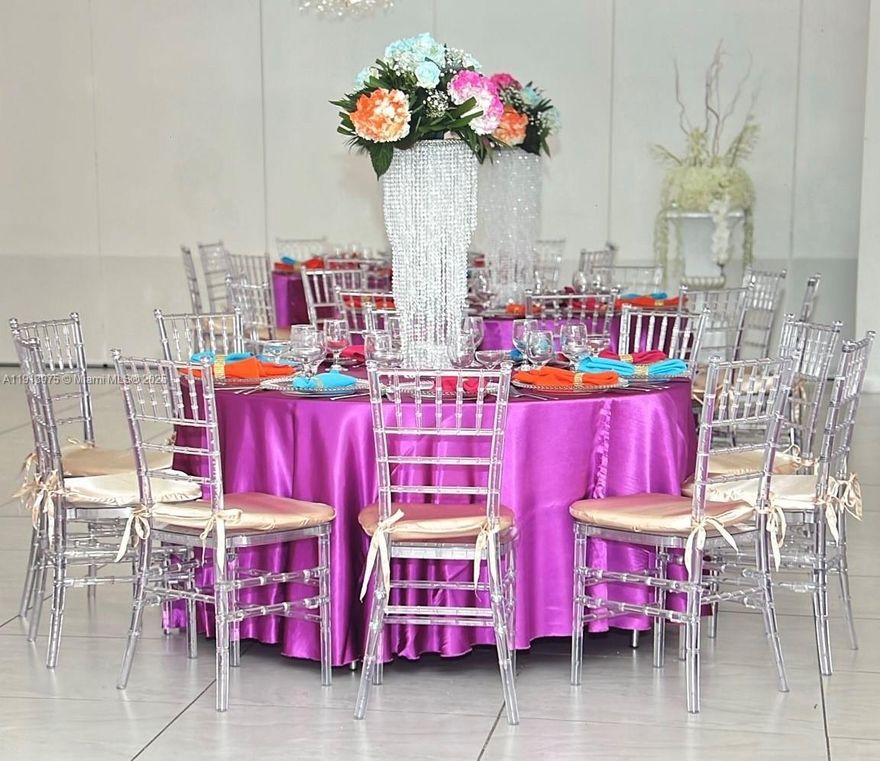 For Sale: Exceptional Business Opportunity. This fully renovated 5,890 sq ft banquet hall, located on a main avenue near Miami Airport, accommodates up to 198 guests and has been successfully operating for over 20 years. The property is ideal for weddings, private events, church gatherings, and more. 
It includes all equipment and inventory, offering an excellent opportunity for banquet services, catering operations, or use as a commercial kitchen. This turnkey venue is in outstanding condition and is expected to sell quickly.