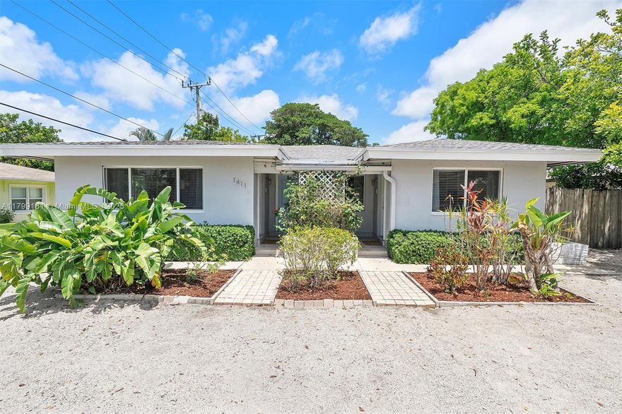 Welcome to this well-maintained and fully furnished turn key duplex in Fort Lauderdale’s sought-after Lake Ridge neighborhood. Currently configured as two rental units, one spacious 2-bed/2-bath and one 1-bed/1bath—this CBS construction property also offers a flexible layout with the potential to convert into a 3-unit setup (non-conforming). Features include impact windows, central A/C, updated electrical, tile flooring throughout, and separate electric meters. Each unit is equipped with full kitchens or kitchenette, with laundry hookups in place. Ample parking for up to 6 vehicles. Whether you're looking to live in one and rent the other or explore short- or long-term rental options, this is a smart opportunity in a prime location just minutes from Wilton Drive, Las Olas, and the beach.
