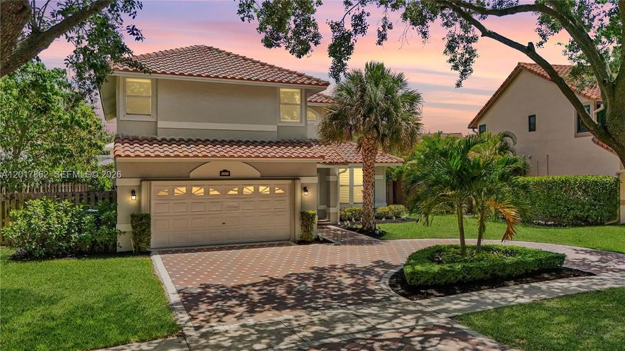 Beautifully maintained 5-bedroom, 3 full bath and 1 half bath residence situated on one of the largest lots in the highly desirable Embassy Lakes community. This spacious home offers the perfect blend of comfort, functionality, and the South Florida lifestyle buyers dream about. Featuring impact windows and doors, a 2-car garage, and a thoughtfully designed layout ideal for both everyday living and entertaining. A versatile loft area on the second floor offers endless possibilities and can easily serve as a 6th bedroom, home office, media room, or additional gathering space. Step outside into your own private backyard retreat, where the sparkling pool, oversized yard, and expansive entertaining space create the perfect setting for relaxing weekends and unforgettable evenings under the Florida sky. A mature mango tree produces an abundance of fresh fruit seasonally, adding to the home’s warm tropical charm and inviting atmosphere. Roof replaced in 2014. Residents of Embassy Lakes enjoy resort-style amenities within a 24-hour guard-gated community, including a heated community pool, clubhouse, volleyball courts, playgrounds, gym, tennis and pickleball courts, and basketball courts. Conveniently located within the A-rated Cooper City school district and close to shopping, dining, parks, and major highways. Dogs shown in photos are not included in the sale, but the custom dog house will remain because your four-legged best friend deserves to love their new home too.