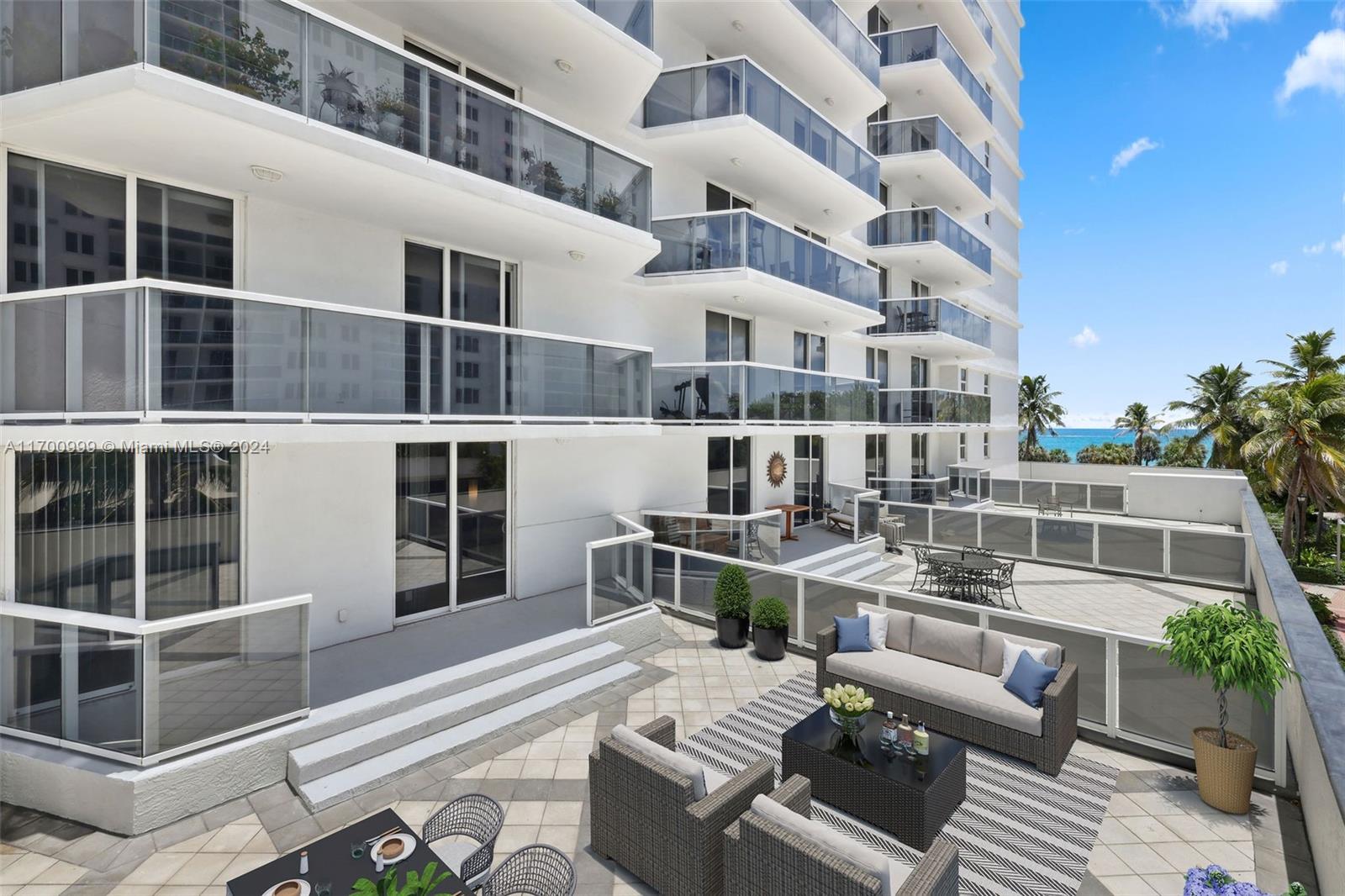 South Beach is at your fingertips from this 2-bed (1bed / 1den style), 1.5-bath condo at 2401 Collins Avenue.
This condo boasts an expansive private patio w/ ocean view, perfect for entertaining or unwinding in the vibrant Miami Beach ambiance. The fully furnished residence features a southern exposure, offering abundant natural light. Enjoy a host of amenities, including a gym, pool, billiards room, party room, secure lobby, assigned covered parking & laundry facilities on the floor.
Take full advantage of the best Miami Beach has to offer w direct access to a 7 mile beachwalk that connects to spectacular parks, restaurants & entertain venues. Easy access to MIA Airport, Lincoln Rd, Design District & much more!
Don't miss the chance to experience Miami Beach living at its finest!