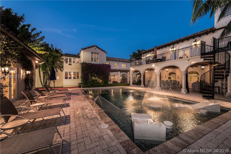 Classic Mediterranean Estate masterfully renovated & richly appointed. This impeccable home features 7 bedrooms w/ ensuite baths, chefs kitchen w/ butler’s pantry, soaring ceilings, generous light filled rooms, 4 car garage, 2 BD/2 BA guest cottage w/ full kitchen, private elevator & roof top deck. Impact windows & doors throughout. Custom built resort style pool & spa w/ water features, cabana/gym, & outdoor covered dining. This is incomparable elegance blended w/state of the art luxury.