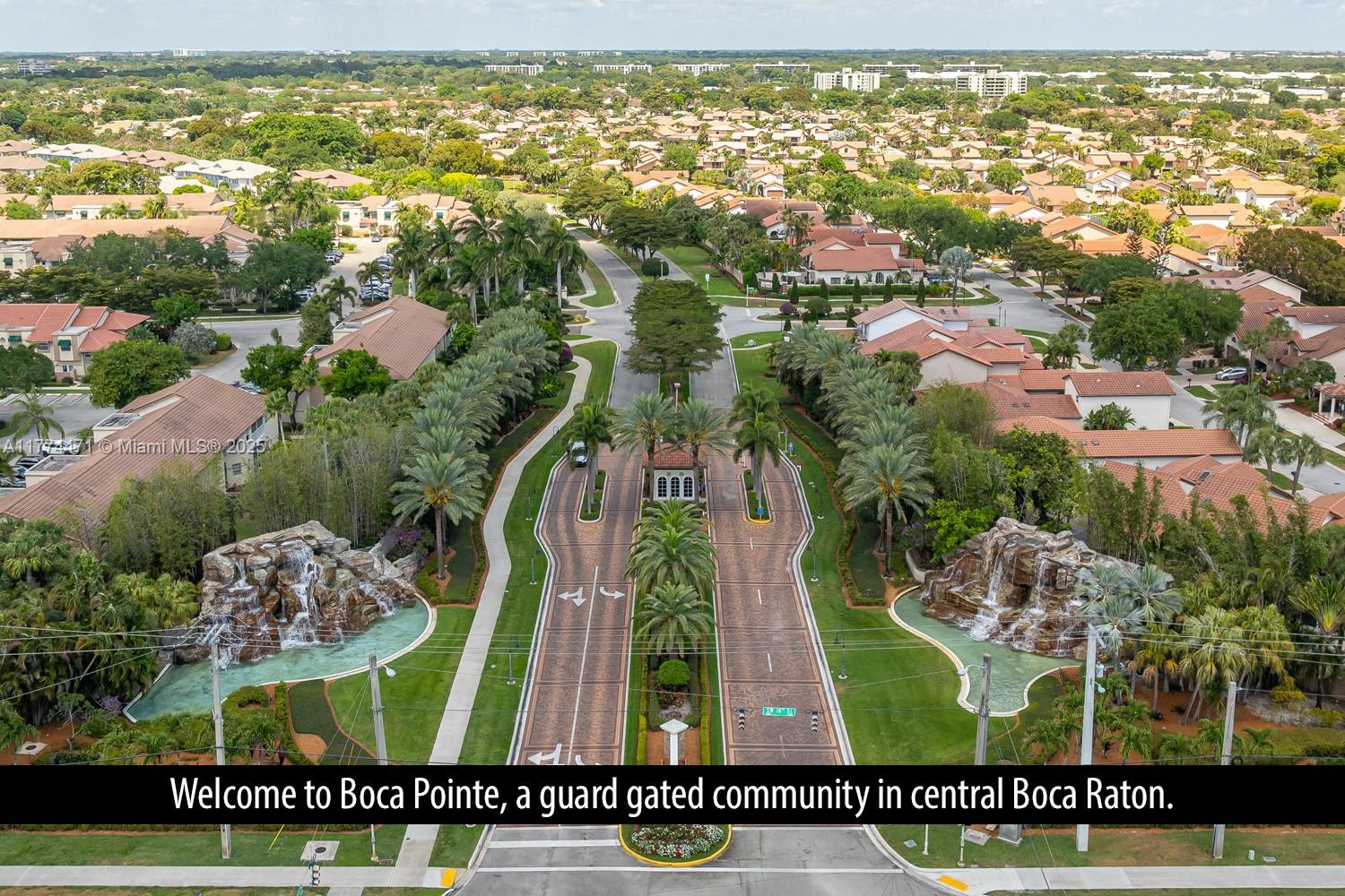 Completely updated 2 story townhome in gated and desirable Plum at Boca Pointe. Guard gated community. Convenient central location minutes from Town Center Mall, shopping, A-rated schools, houses of worship, I95, the Turnpike, the beach, downtown Boca, Deerfield Beach... Updated kitchen with stainless appliances, wood cabinetry and granite counters. Both bedrooms are upstairs with private bathrooms. Guest powder room downstairs. Wood stairs, laminate flooring in bedrooms and tile downstairs. Washer/Dryer in the unit. Please review the pictures to appreciate this great unit. Residents have the option (not a requirement) to join The Club at Boca Pointe Country Club if they want to access Golf, Tennis, Pickleball and social activities. Can rent immediately. Call listing agent for showings.