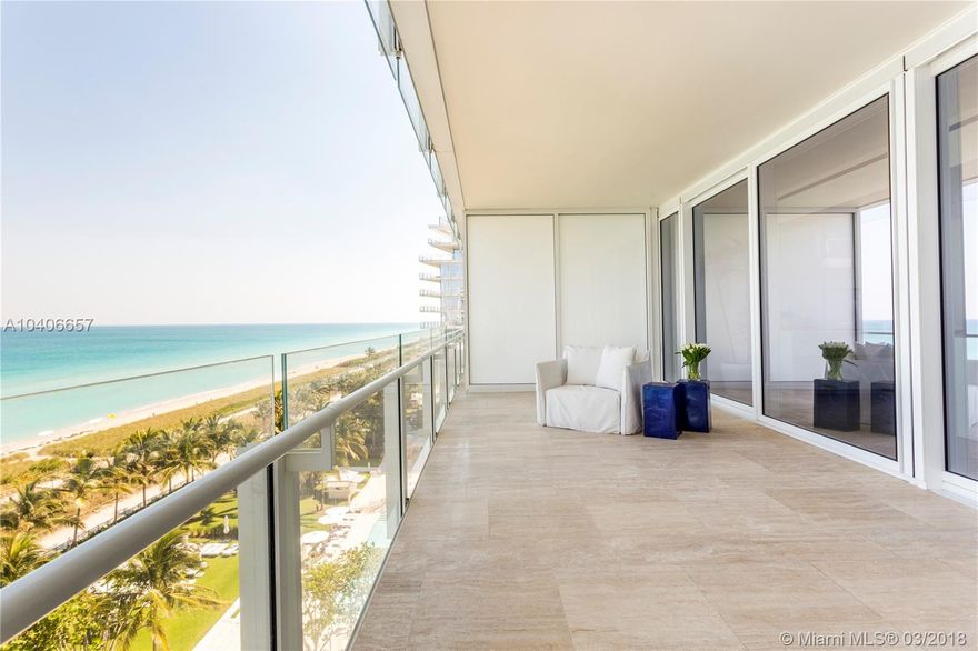 Oceanfront residence at the Surf Club featuring an expansive glass terrace and open floor plan with floor to ceiling windows. Private elevator, foyer, kitchen and living room with direct water and sunrise views, gourmet kitchen featuring Miele white lacquer designed Boffi cabinetry, gas stove and Subzero applicances.The bathrooms are honed white thassos marble, frameless doors with concealed hinges, zoned AC, linear diffusers, laundry room with storage, and bedrooms have partial water/ city and sunset views. 

Brand new unit. Listed for rent $19K month. FIRM PRICE FULL PRICE. Recently reduced 23% down from $7.795M. Owner paid $6.15 M + paid 1.75 developer fee. Unit is "staged" with furniture & can be rented/ purchased furnished for an additional fee.  6 Months Min.