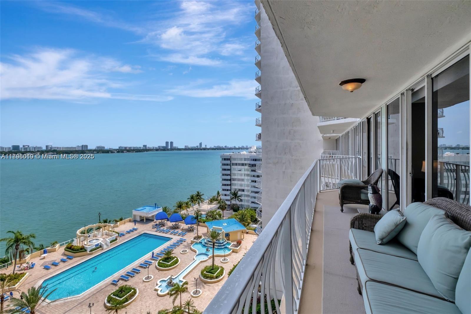 Florida living at its best! Stunning Biscayne Bay views from this beautifully remodeled 2BD/2BA with spacious split floor plan and balcony access from every room. Features wood-grain floors, crown molding, two Jacuzzi tubs, granite kitchen with SS appliances, remote blinds, new A/C & water heater, and front-load W/D. Move-in ready, optional furnished. Full-service bayfront building just 2 miles from the beach with concierge, 24-hr security, Olympic pool, Jacuzzi, sundeck, marina with dock-master, 2 covered parking spaces, and ground-floor restaurants, salon & market.