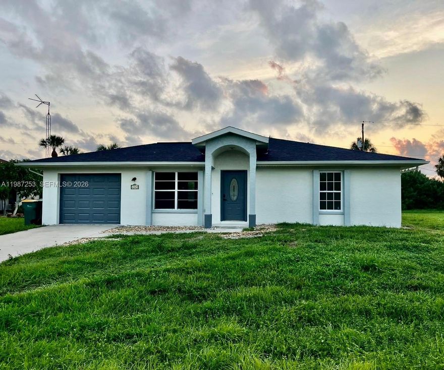 Charming 3-bedroom, 2-bathroom home located in a quiet and desirable area of Port Charlotte. This property features vinyl flooring throughout the home and a remodeled guest bathroom, offering comfort, style, and easy maintenance. The home includes a spacious Florida room and lanai area, perfect for relaxing or entertaining while enjoying the Florida lifestyle. The triple sliding doors allow plenty of natural light and create a seamless flow between indoor and outdoor living spaces. Step outside to a lush backyard with a cozy firepit, ideal for gatherings, outdoor dining, or simply enjoying peaceful Florida evenings. This home offers great potential and is ready for your personal touches to make it truly your own. Conveniently located near shopping, dining, parks, and everyday amenities. Schedule your showing today and discover the possibilities this home has to offer.
