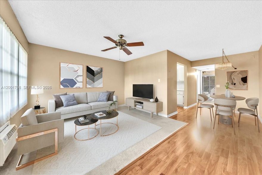 Welcome to this charming 1BR/1BA condo in the highly sought-after 55+ community of Century Village in Pembroke Pines, designed for comfort, ease, and relaxed living. Filled with natural light, this inviting home offers tranquil garden views through large windows, creating a peaceful and serene atmosphere. The interior features neutral-toned walls, bright white ceilings, and soft carpeting in both the living room and bedroom, adding warmth and a cozy feel throughout. Perfect for those seeking a low-maintenance lifestyle, this residence is located in a beautifully maintained, gated community known for its vibrant and active environment. Residents enjoy access to resort-style amenities including a clubhouse, golf course, tennis and pickleball courts, card room, billiards, sauna, multiple pools, fitness center, library, and a theater—offering endless opportunities for recreation and social engagement year-round. Whether you prefer relaxing in a quiet setting or participating in community activities, this home provides the perfect balance of comfort and convenience. Don’t miss the opportunity to lease a bright and peaceful retreat in one of Pembroke Pines’ most desirable 55+ communities.