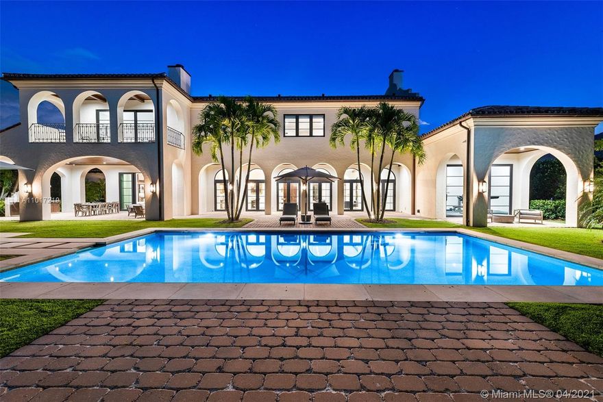 Look right over the 15th hole from this stately home located on the most desired street at Palm Beach Polo Golf & Country Club. Delivered completely “turn key.” Enter your home through elegant arched doorways off the private courtyard. The entire home is positioned to enjoy optimal natural light. Open floor plan, perfect for entertaining, leads to the chef's kitchen, a balance of beauty and functionality, Sub-Zero & Wolf appliances, and stylish craftsmanship with a custom copper hood and large wine room. With no detail left untouched, from the Cypress tongue and groove ceiling to the tumbled pavers, the entire property is truly resort quality. Living areas open onto the immaculate backyard, with oversized heated pool and spa, water features, outdoor dining area, and 3 Gas fireplaces.