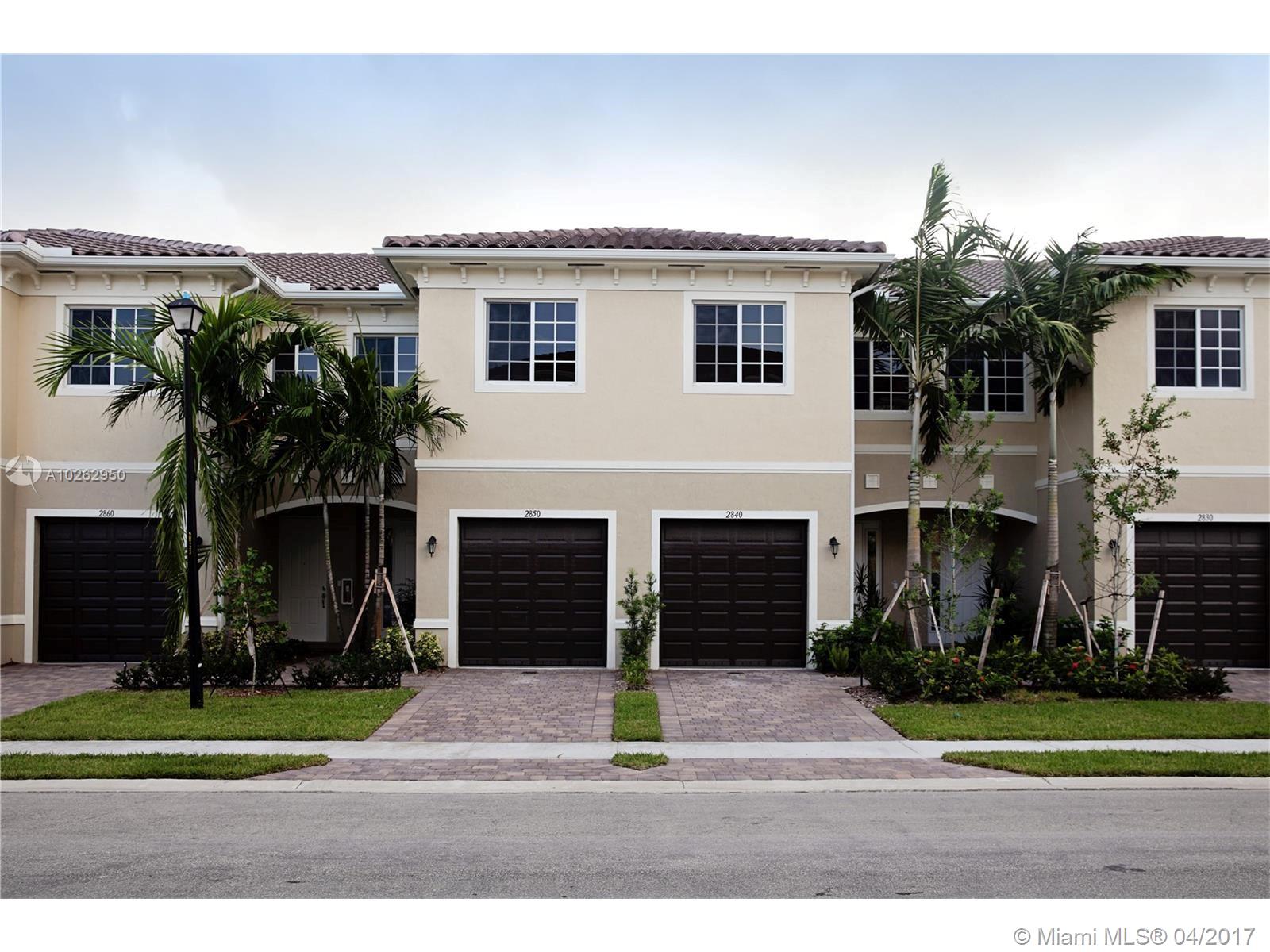 Be the first to live in this 3 bed/2.5 bath in Calabria Residences a residential townhome community in Miramar. Turn key townhomes with porcelain flooring on 1st floor & carpet upstairs. Top of the line finishes Kenmore Design Series appliances, hurricane impact windows, custom European cabinetry topped with granite counter tops, stainless steel appliances, glass shower enclosures, 9.5' high ceilings and cover garage.