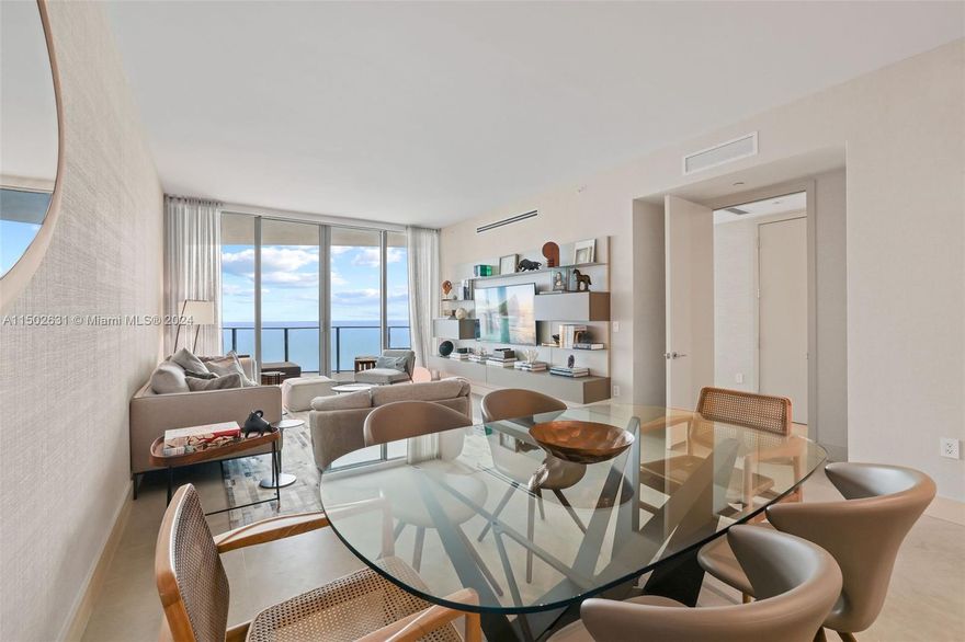 Impeccable 2 bedrooms + 2.5 baths at one of the most luxurious building in Sunny Isles. The Ritz Carlton Residences. Flow through unit with ceramic offering 1,447 sqft under air. Turn Key and exquisitely finished with wall paper and professionally furnished by Designer. This apartment is equipped with custom walk-in closet, motorized blinds and black out in living room and bedrooms. Enjoy Five-Star white glove Ritz-Carlton services. Building amenities feature a restaurant, two pools sunrise and sunset, state-of-the-art spa and fitness facilities, sky-club with media room, and kids play area. Private suites for resident-guests available. Hotel like living at its finest !